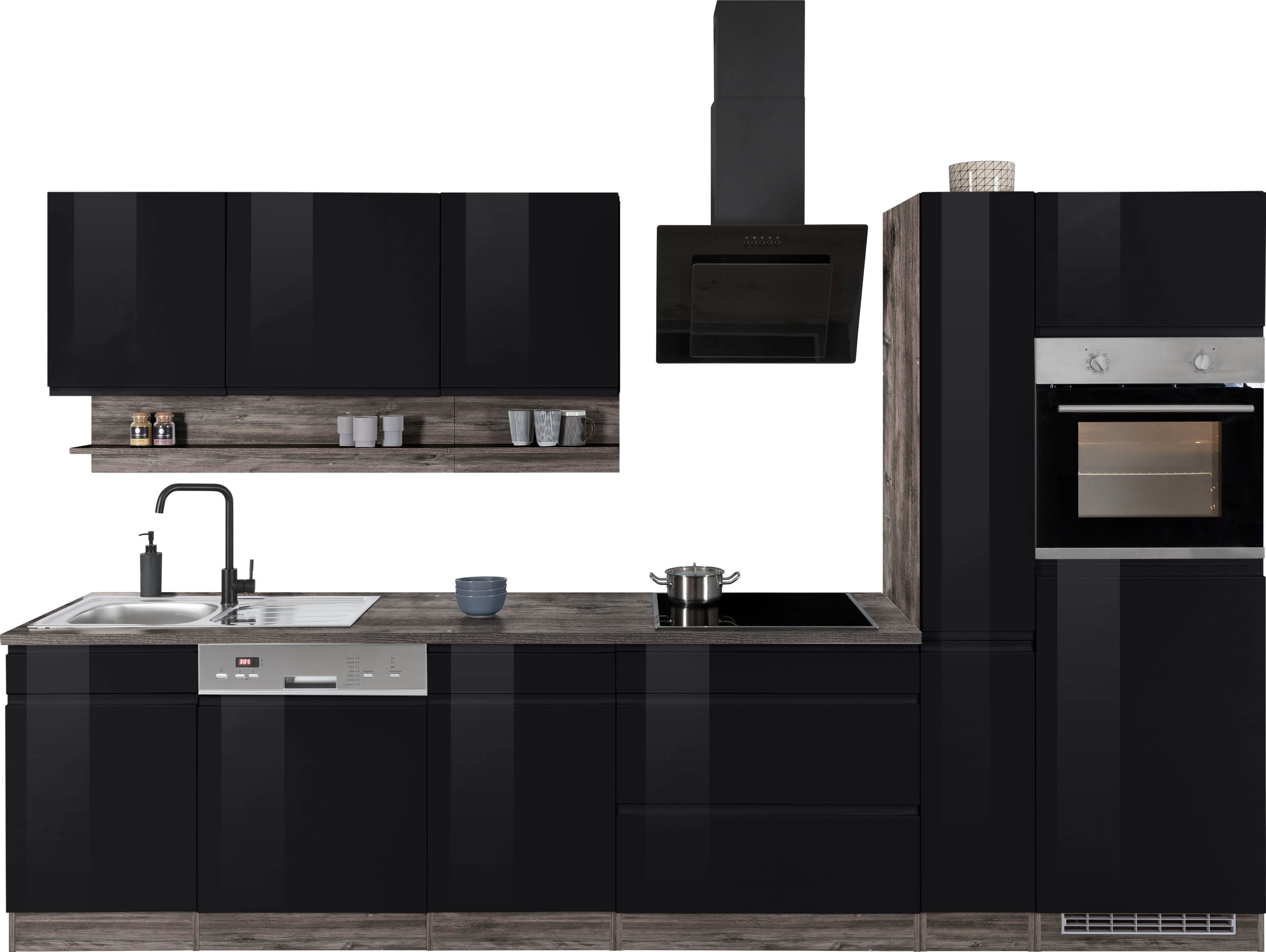 HELD MÖBEL Küche Virginia, Breite 330 cm, wahlweise mit Induktion schwarz