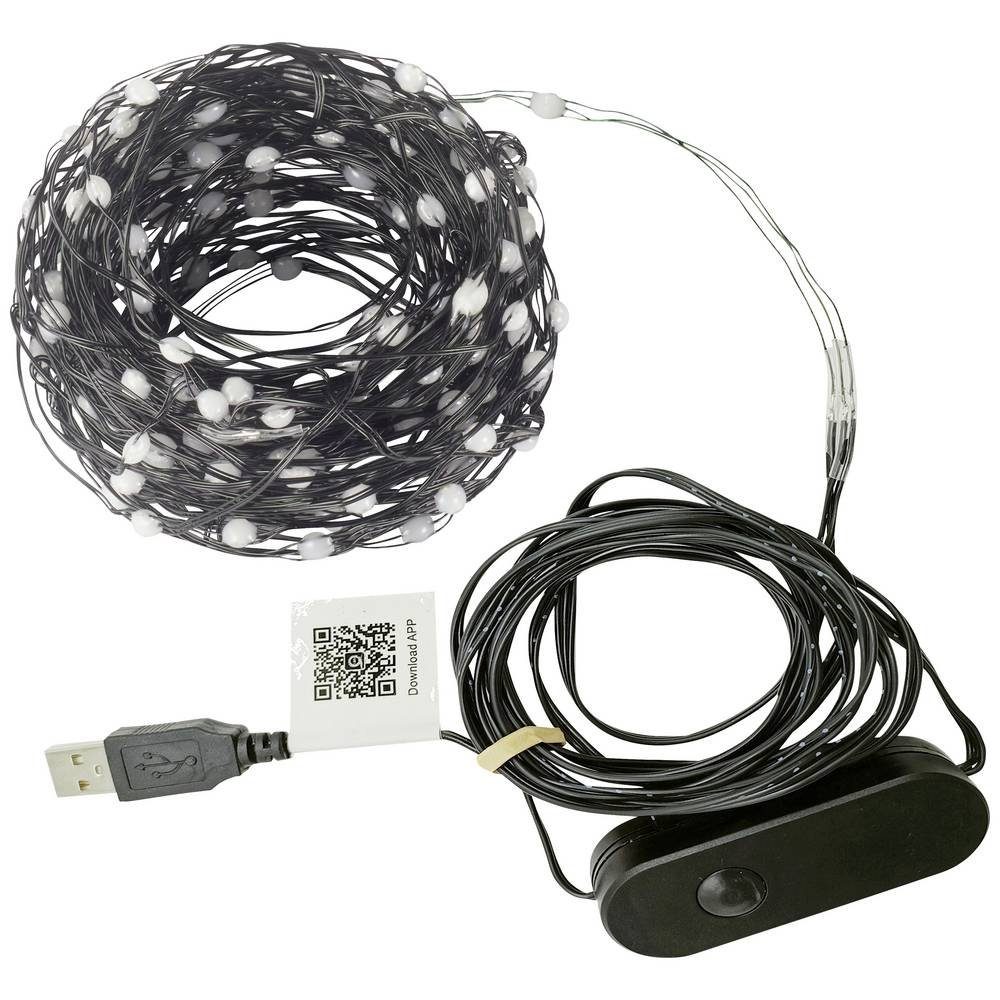 Sygonix Lichterkette Smarte RGB Lichterkette SY-5167250, per App steuerbar, Timer, mit Farbwechsel