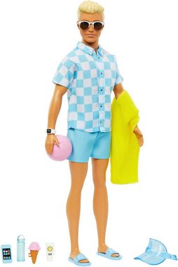 Barbie Anziehpuppe Blonde Ken-Puppe mit Badehose und Strand-Accessoires