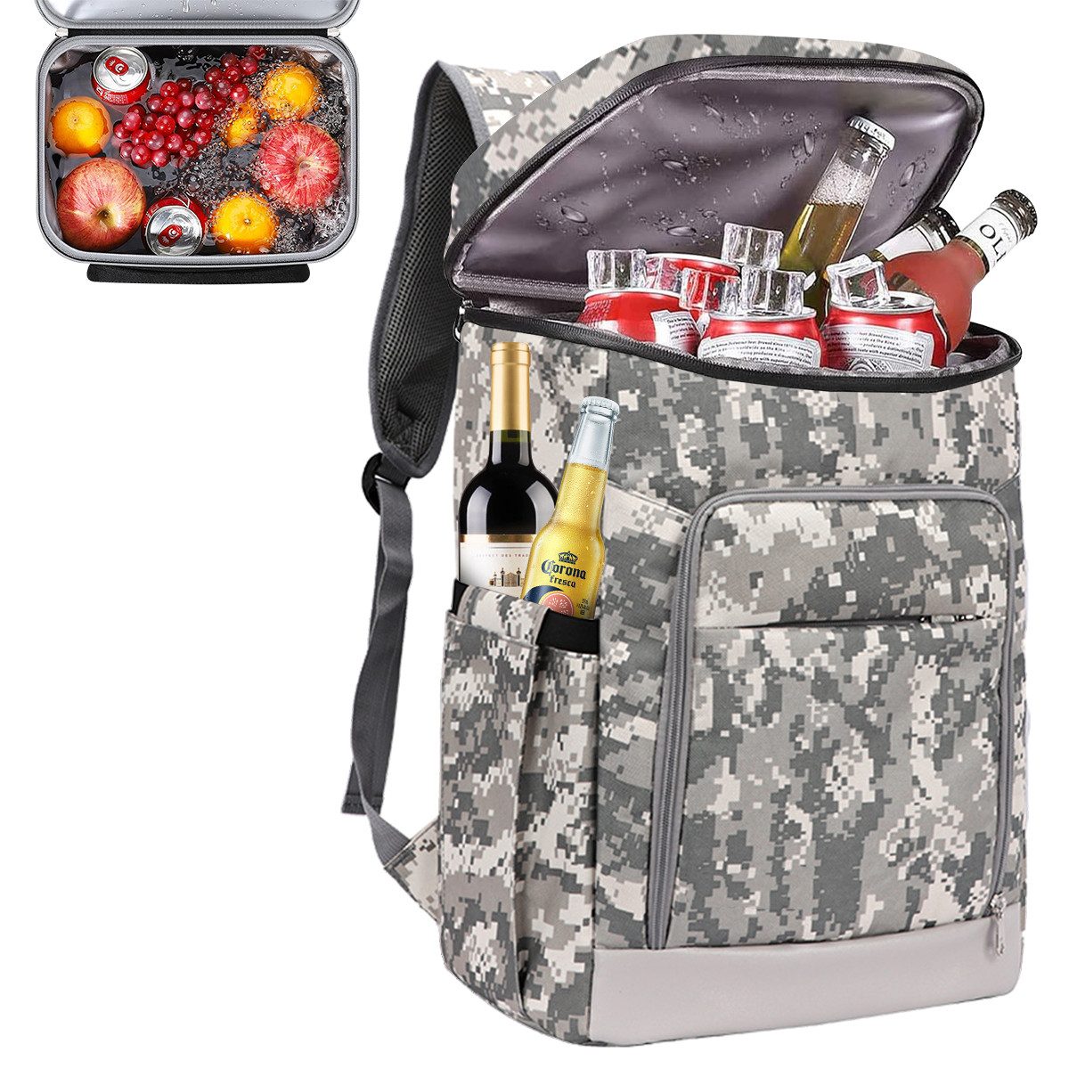 MOPUEA Picknickkorb 28L Kühlrucksack, isolierte Kühltasche für Picknick (Tragbar, faltbar, wasserdicht, Langlebiges und Wasserdichtes Material), Großes Fassungsvermögen für Outdoor-Aktivitäten