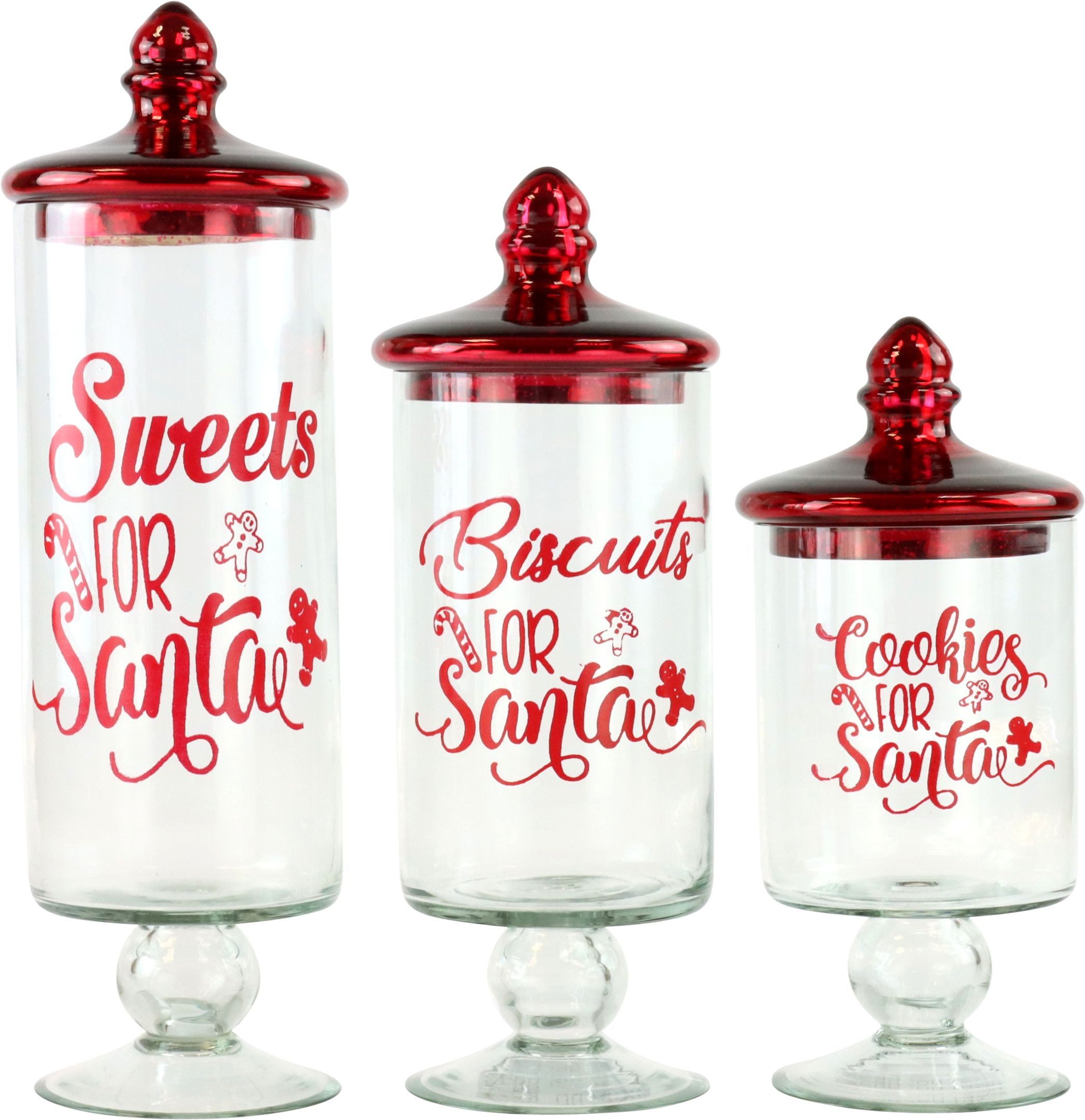 FURNARO Aufbewahrungsdose Santa's Sweets (3 St., Set), 3-teilig, Weihnachtsmann-Motiv, Ø10 x 34 / Ø9,5 x 29 / 9,5 x 24 cm