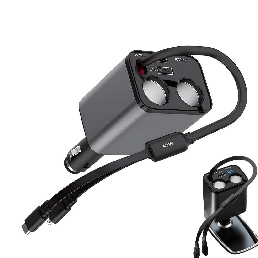 159W Auto Ladegerät,kfz zigarettenanzünder, 5in1 USB-Ladegeräte USB-Ladegerät