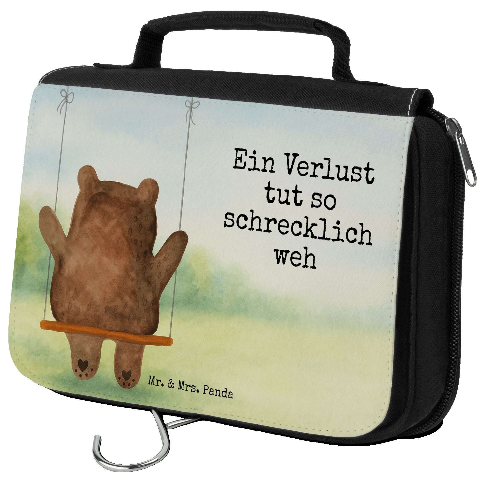 Kulturbeutel Bär Schaukel Design, kosmetiktäschchen, Weiß, Make-Up Tasche, Kulturb
