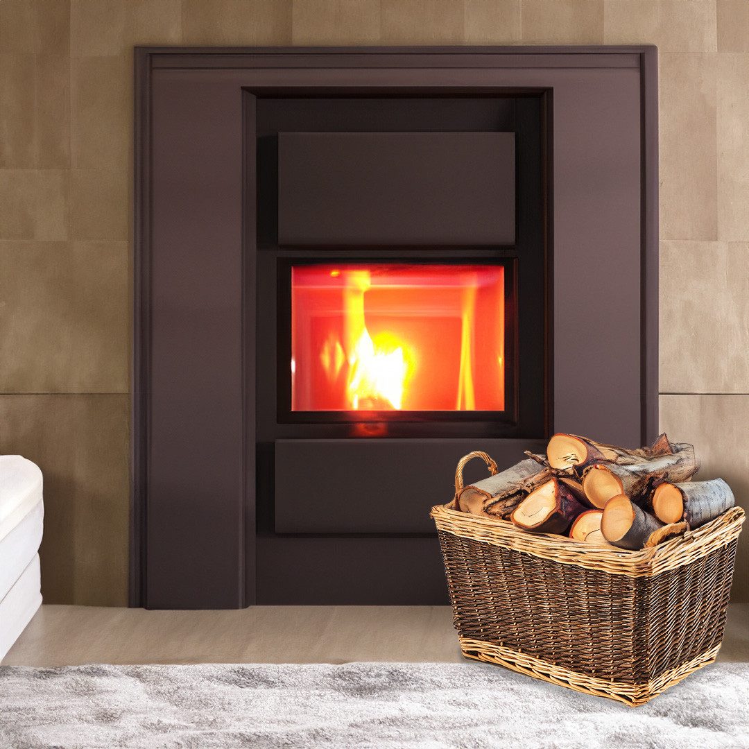 Kobolo Kaminholzkorb Holzkorb aus Weide zweifarbig mit Jutestoff