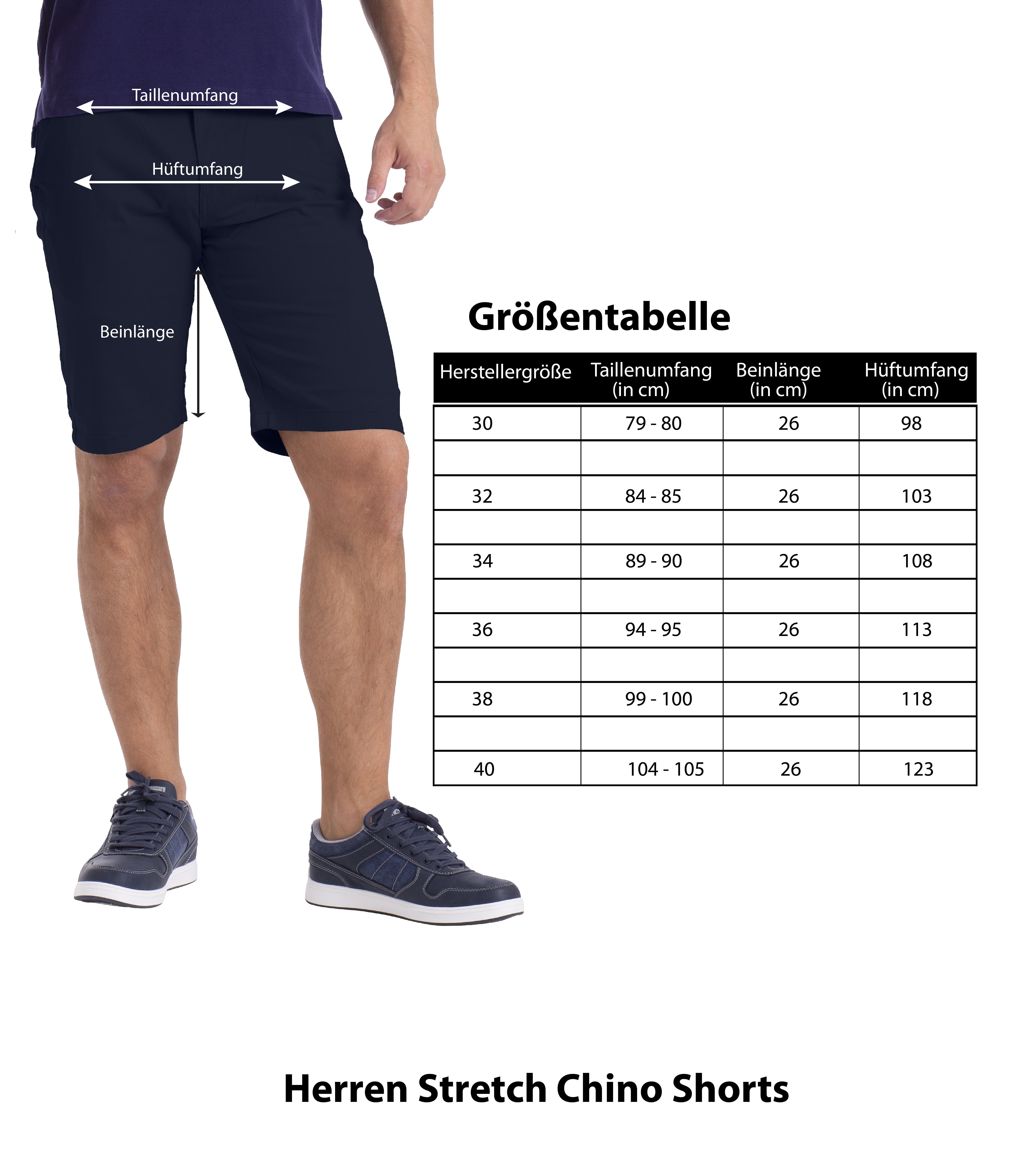 BlauerHafen Chinoshorts Herren Stretch Chino Shorts Slim Fit Bermuda Hose Strecken-Baumwolle – Bild 3 von 3