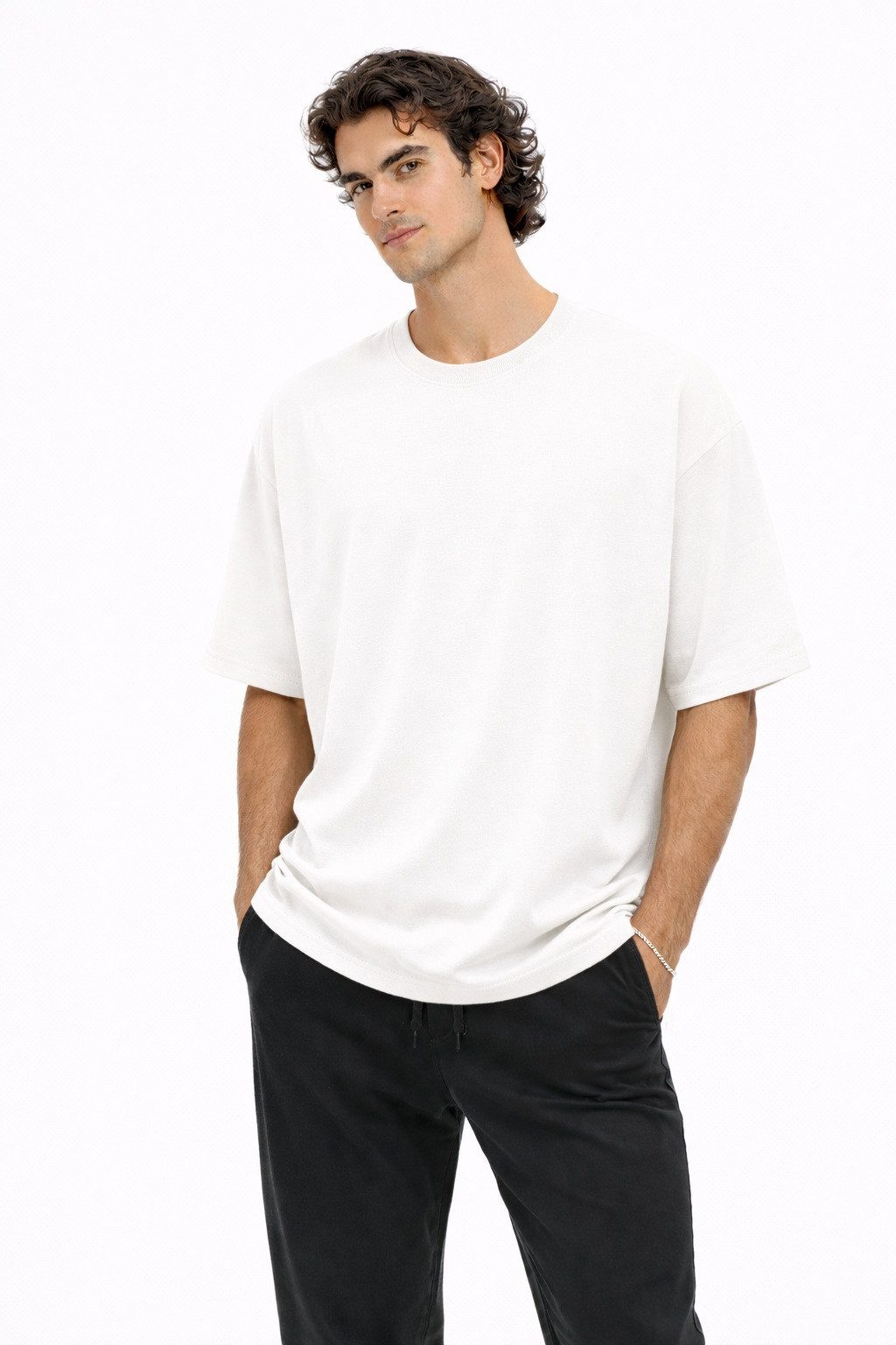 Megaman Jeans T-Shirt Herren Oversize T-Shirt Sommer Heavy Weight Basic Shirt Premium OH-45