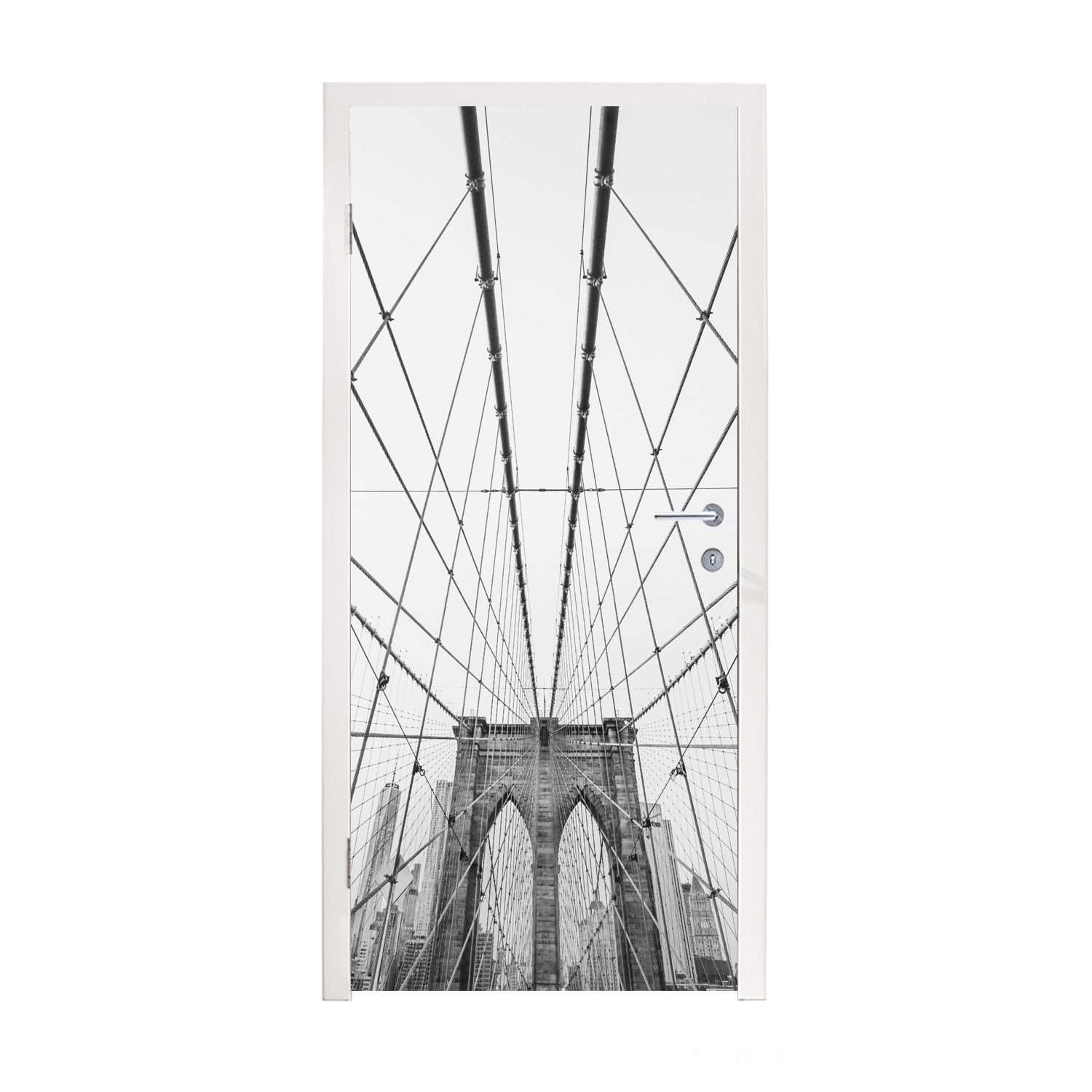 MuchoWow Türtapete Brooklyn Bridge - Brücke - Architektur - Gebäude, Matt, bedruckt, (1 St), Fototapete für Tür, Türaufkleber, 75x205 cm