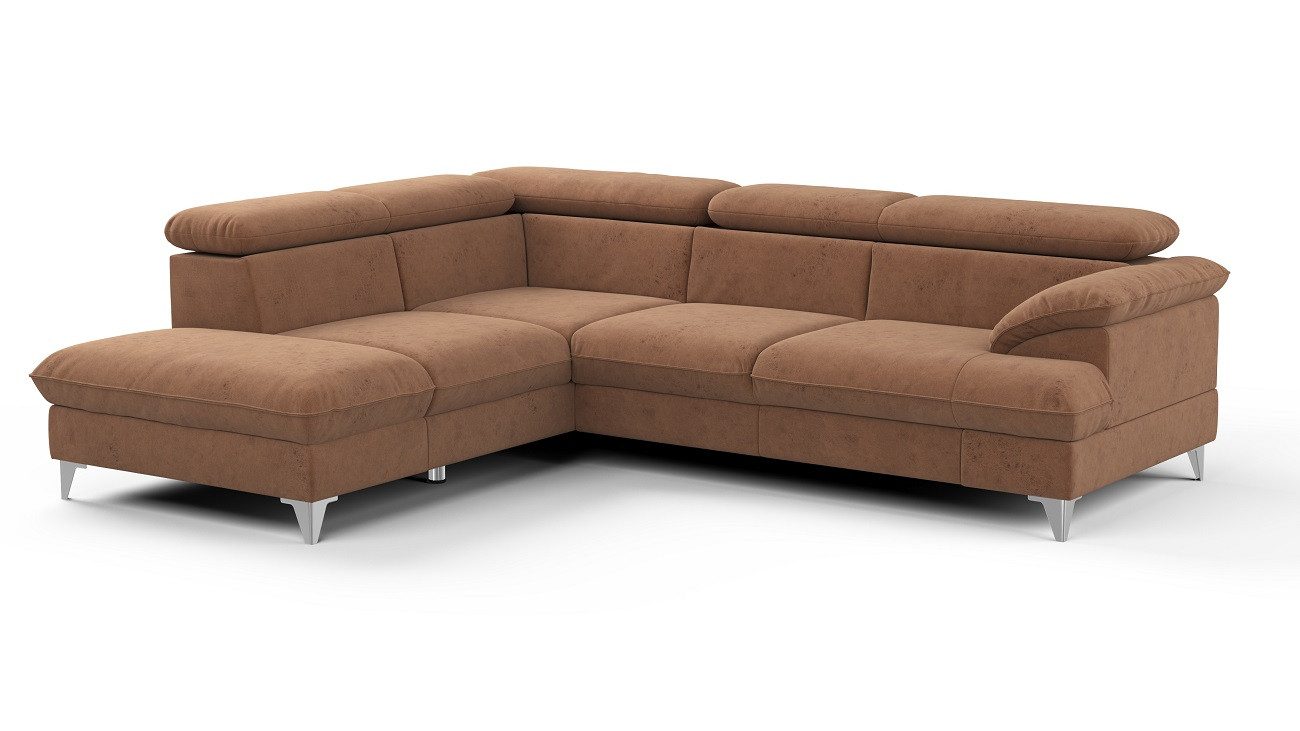COTTA Ecksofa David, mit Schlaffunktion, Bettkasten und verstellbare Kopfstützen