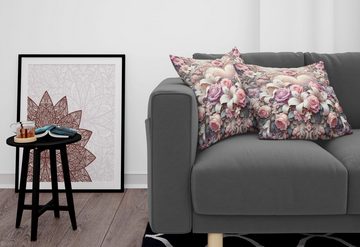 Kissenbezüge Modern Accent Doppelseitiger Digitaldruck, Abakuhaus (2 Stück), Romantisch Pastellliebe-Gartenblumen