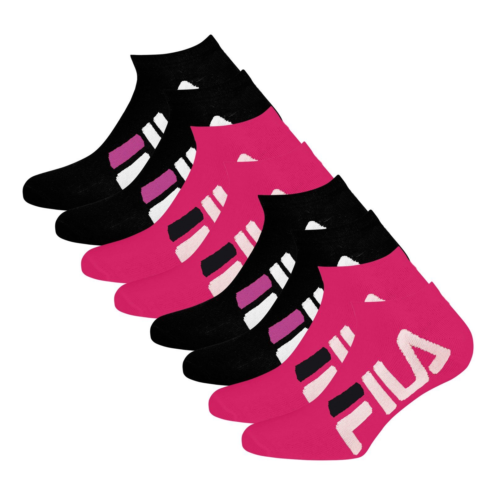 Fila Sneakersocken Socks fuxia Calza Markenschriftzug großem 629 Inivisible / black mit (4-Paar)