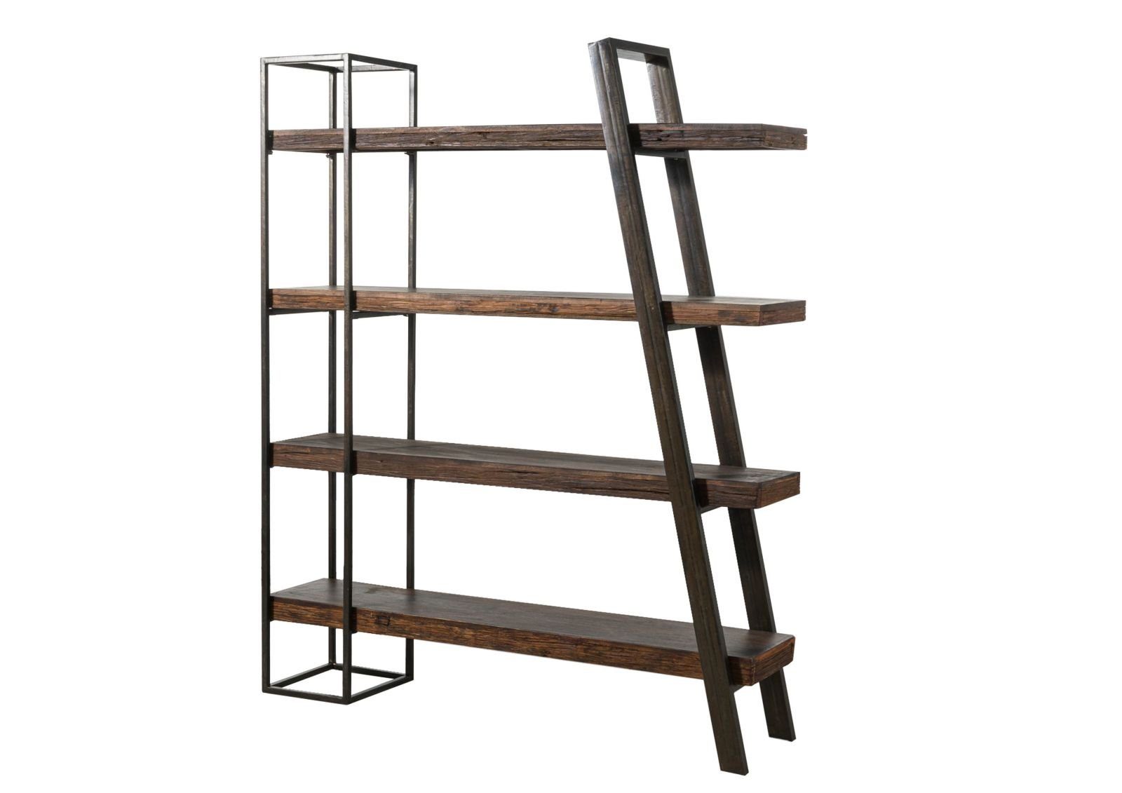 Massivmoebel24 Bücherregal, 1-tlg., Regal Akazie / Altholz 150x35x180 braun lackiert SEVILLA#10