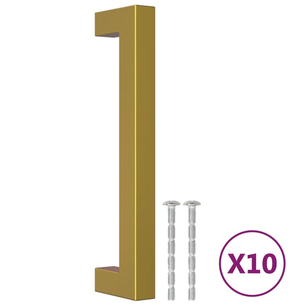 vidaXL Möbelgriff 128 mm Möbelgriffe 10 Stk Golden 128 mm Edelstahl Möbelknopf Schrankgr