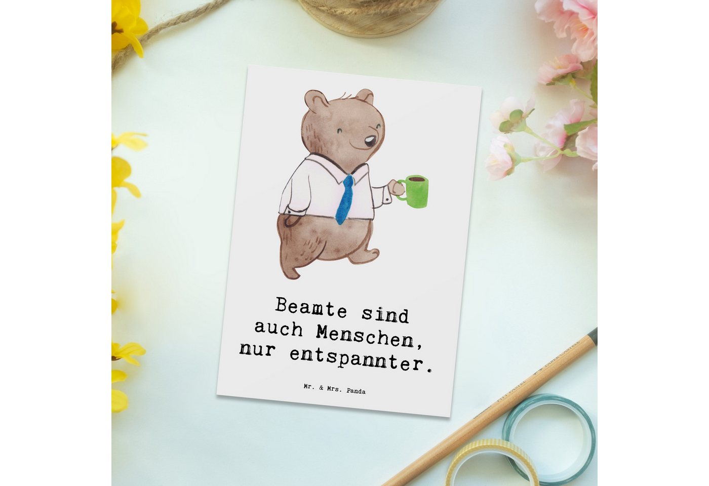 Thumbnail - Mr. & Mrs. Panda Postkarte Beamtin Entspannt - Weiß - Geschenk, Stressfrei, Behörden, Beruf, Spr, Matte Rückseite