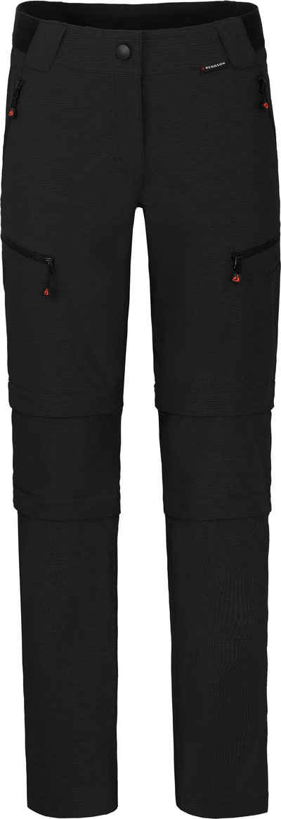 Bergson Zip-off-Hose PORI Doppel Zipp-Off mit T-ZIPP Damen Wanderhose, robust elastisch, Normalgrößen, schwarz
