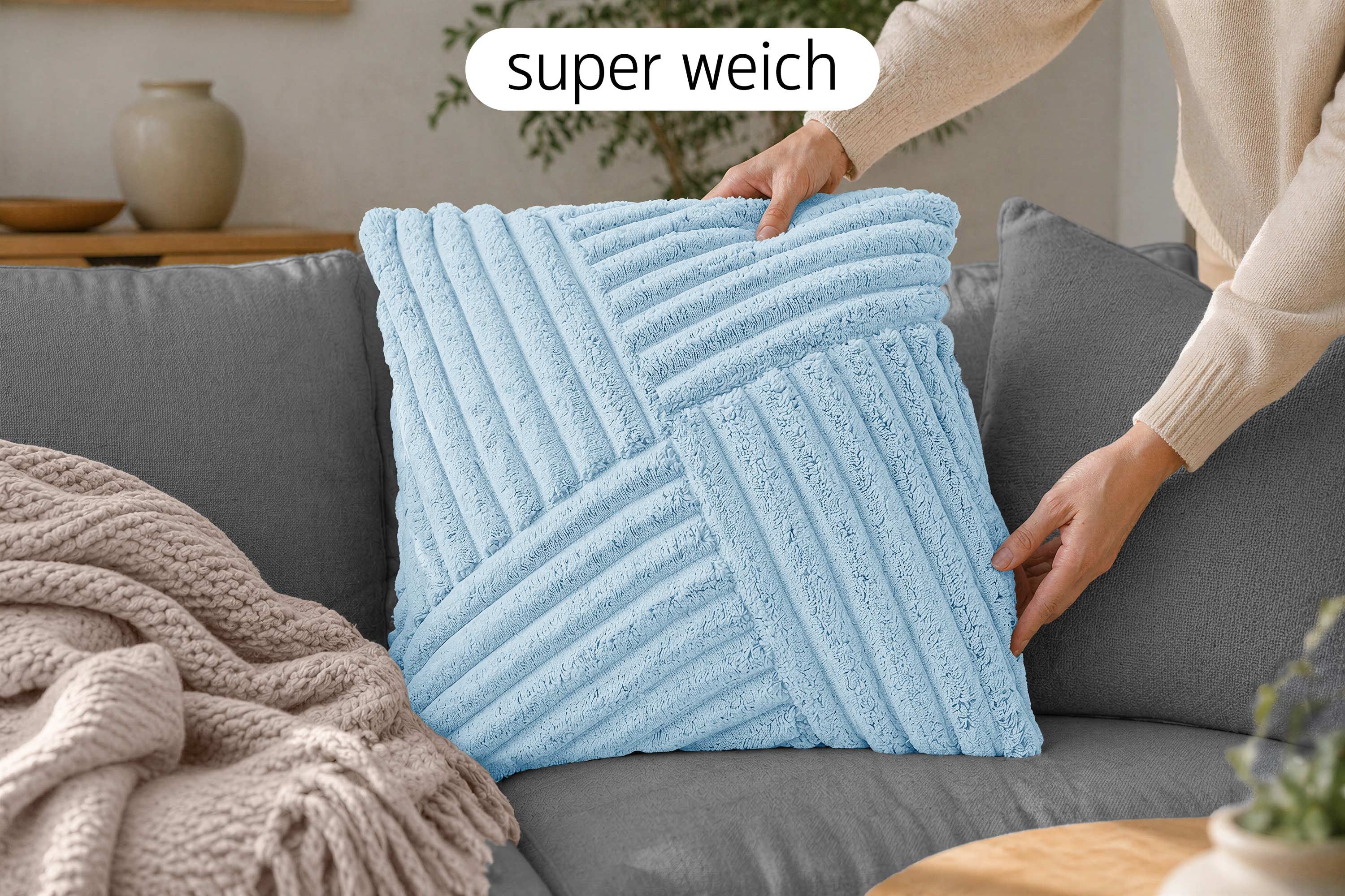 Amilian Dekokissen Sofakissen 4er Set mit Füllung und Bezug, Reißverschluss, formstabil, Reißverschluss, Cord-Optik, formstabil, 40x40 cm