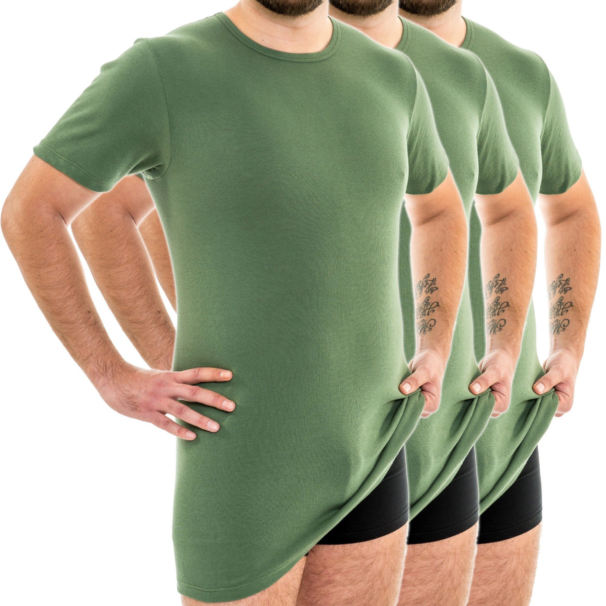 HERMKO Unterziehshirt 3847 3er Pack Herren extralanges kurzarm Shirt aus 10 günstig online kaufen