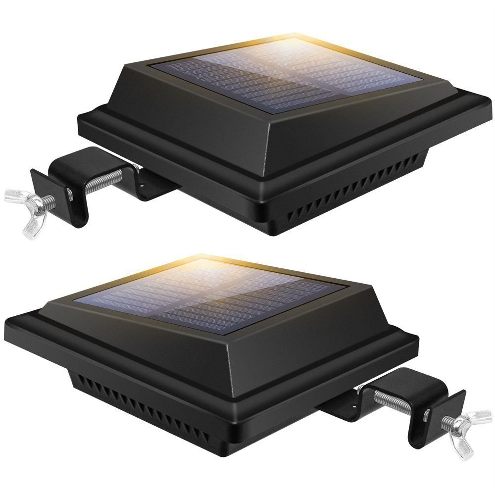 25LEDs Coisini Wandleuchten LED Solarlampen Dachrinnenleuchte integriert, Wegeleuchten, Tageslichtweiß Schwarz fest LED