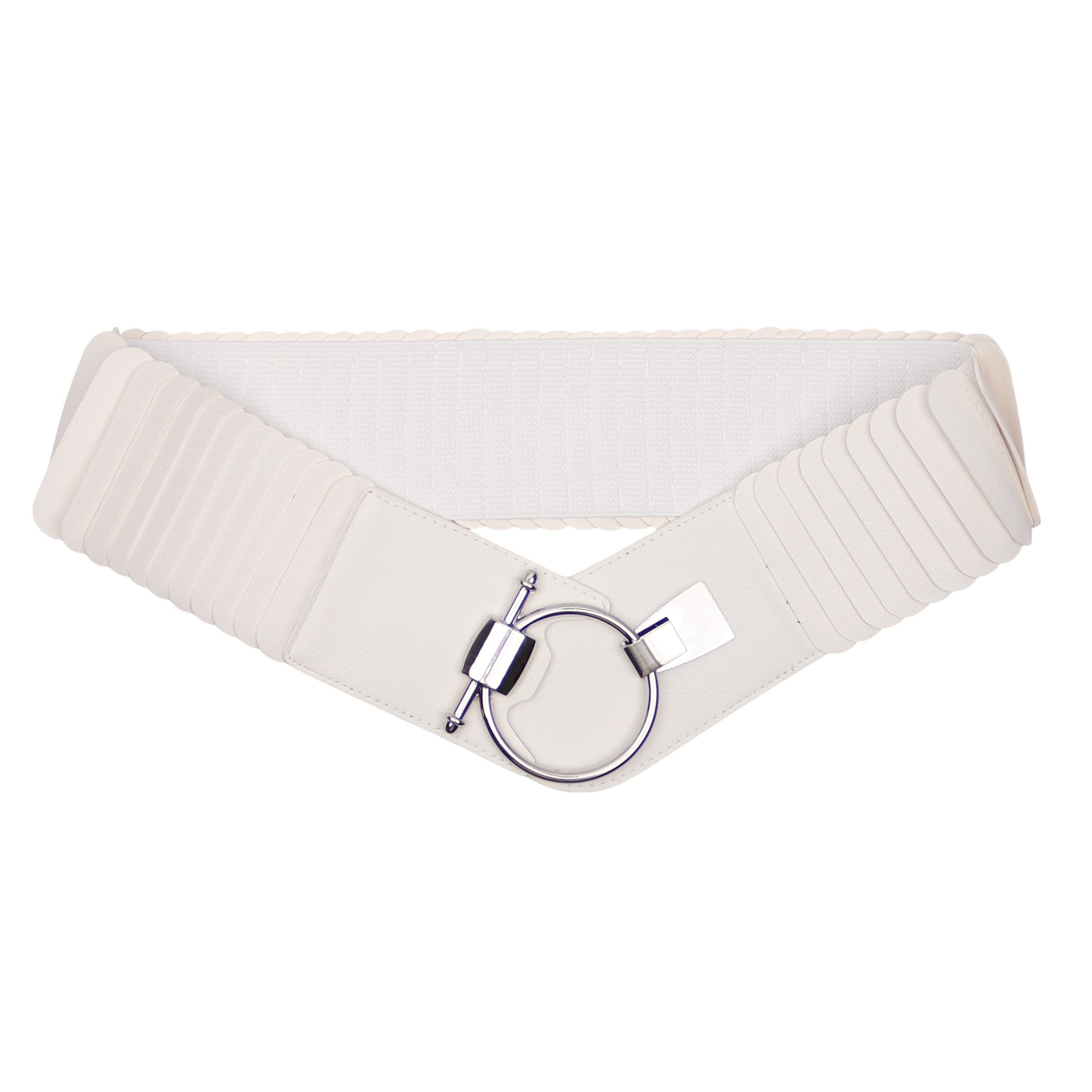 MIRROSI Taillengürtel Leo Unifarbe breit 8cm für Taillenumfang 85 bis 110cm, ONESIZE (Unifarben, Angenehmes Tragesgefühl, Leopard Muster) Breiter Stretch Gürtel