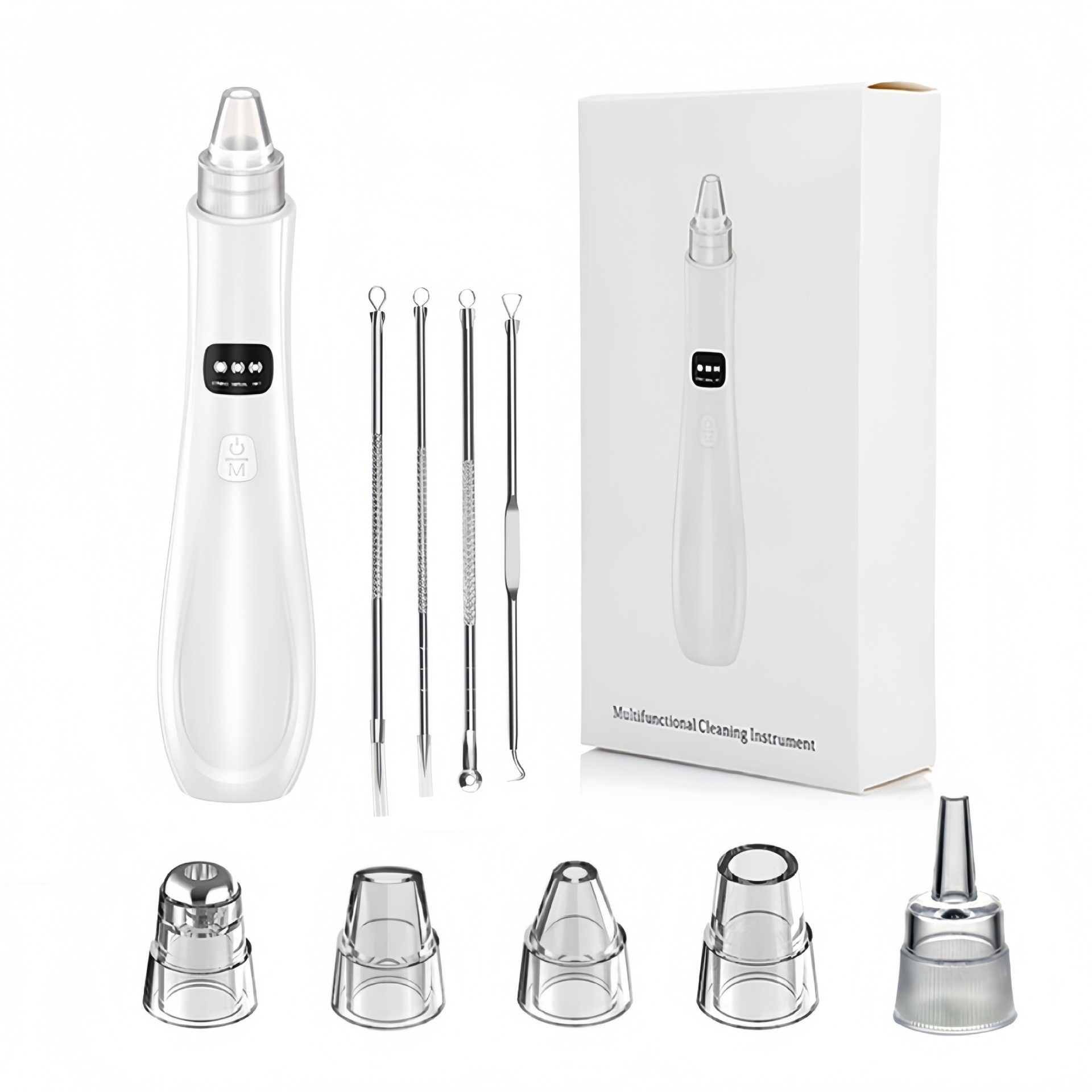 Fyrove Dermaroller Porensauger mit 5 Aufsätzen, USB-Ladung und Vakuum-Technologie zur Gesichtsreinigung, Mitesser Sauger,Pickelentferner Vakuumsauger, Blackhead Remover 19-teiliges Set
