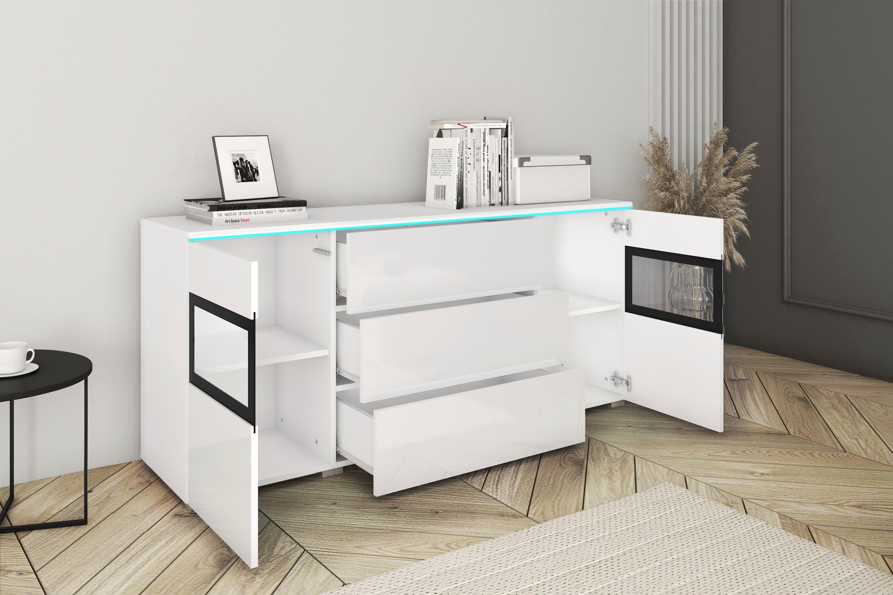 Home affaire Sideboard VERA, Moderne grifflose Kommode,verstellbare Einlegeböden
