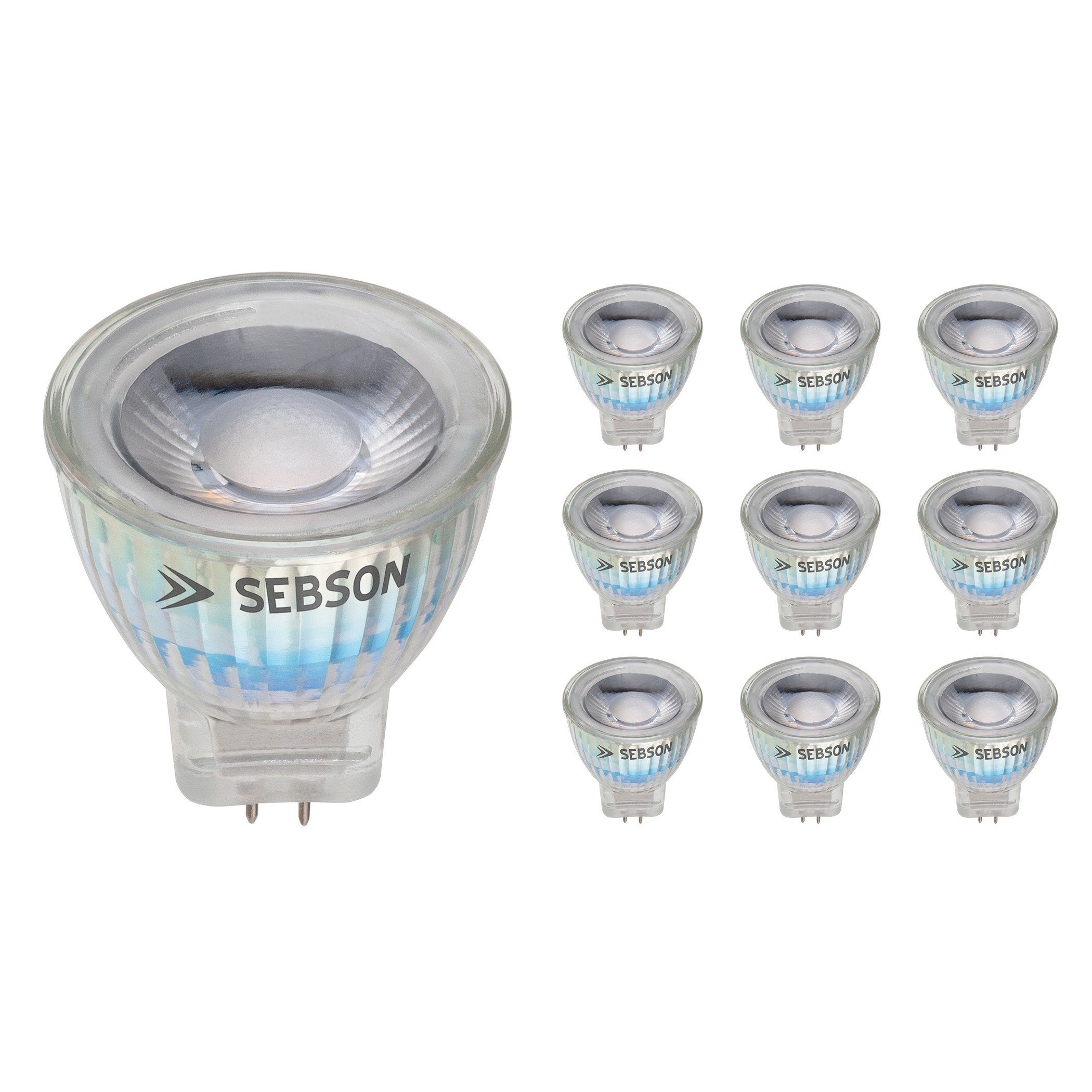 SEBSON LED Lampe GU4/ MR11 warmweiß 3W 220 Lumen, LED Spotlight 36°, 12V  DC, ø35x40mm, 10er Pack LED-Leuchtmittel