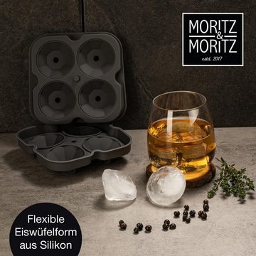 Moritz & Moritz Eiswürfelform Moritz & Moritz Kitchen - Eiswürfelform Diamanten 2er Set inklusive, (2er Set 9-tlg), Inkl. 6 Filz-Untersetzer & Rezeptheft