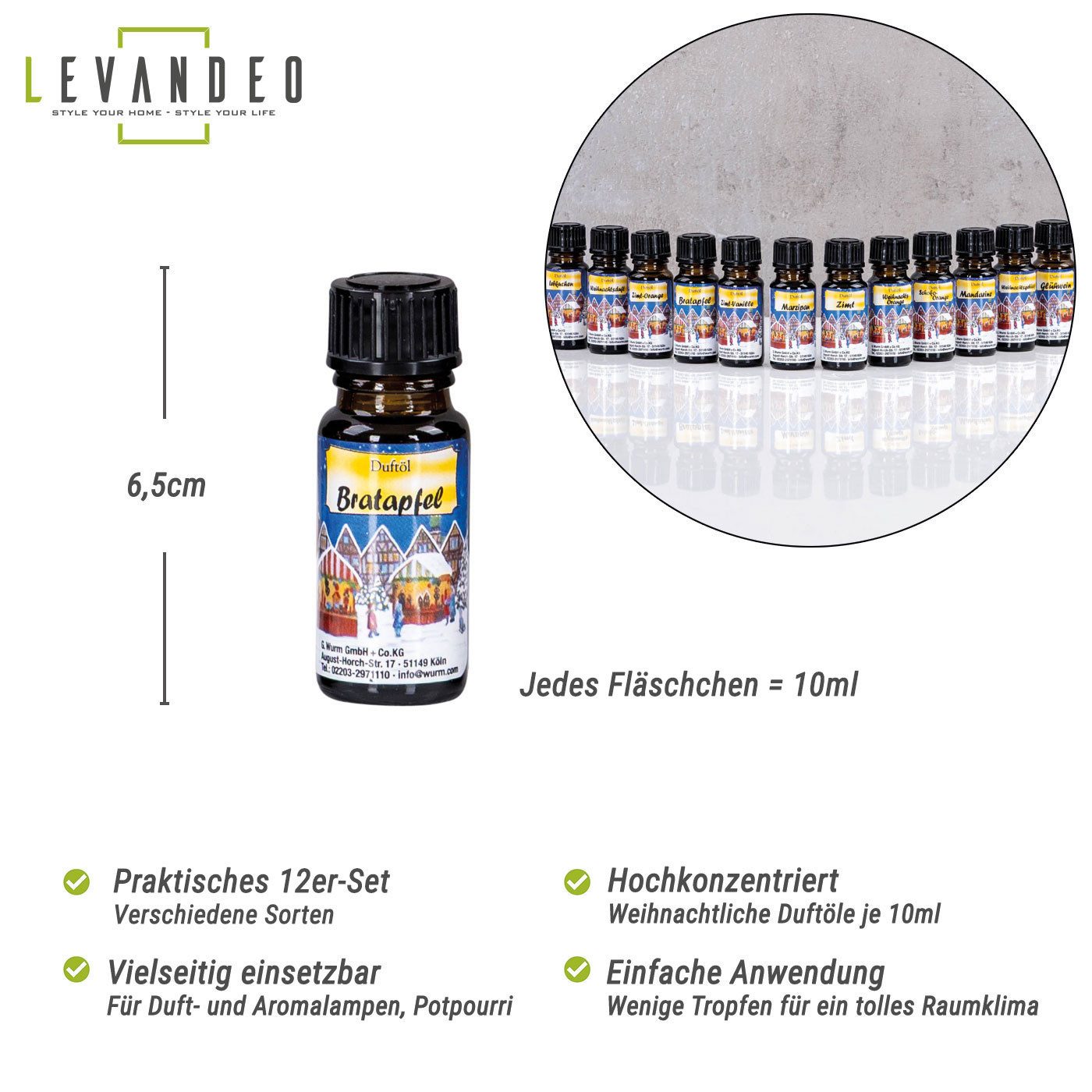 Levandeo® Duftlampe, 12er Set Duftöle Weihnachtsduft je 10ml für Duftlampen günstig online kaufen