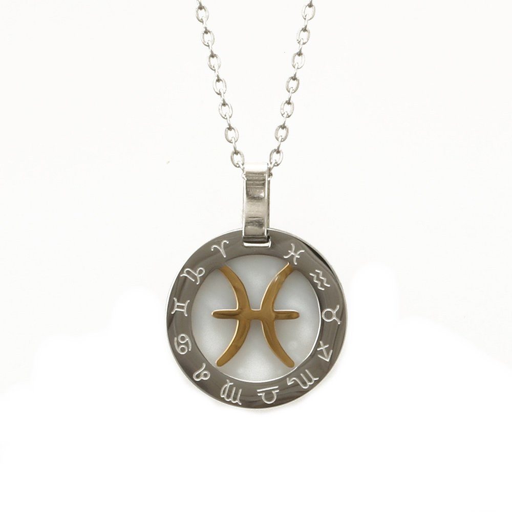 BUNGSA Ketten-Set Kette Sternzeichen Anhänger Silber/Gold aus Edelstahl Unisex (1-tlg), Halskette Necklace | Edelstahlketten
