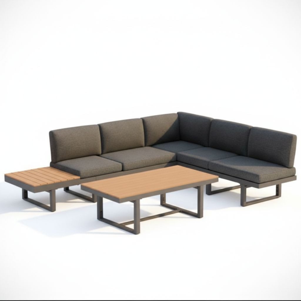 Mucola Gartenlounge-Set Aluminium Sitzgruppe mit Liegefunktion inkl. Kissen & Beistelltisch, (Lounge-Se, Ecksofa mit integrierter Liegefunktion, Beistelltisch inkl. Kissen), Liegefunktion, Aluminiumgestell, Waschbare Kissenbezüg, Beistelltisch