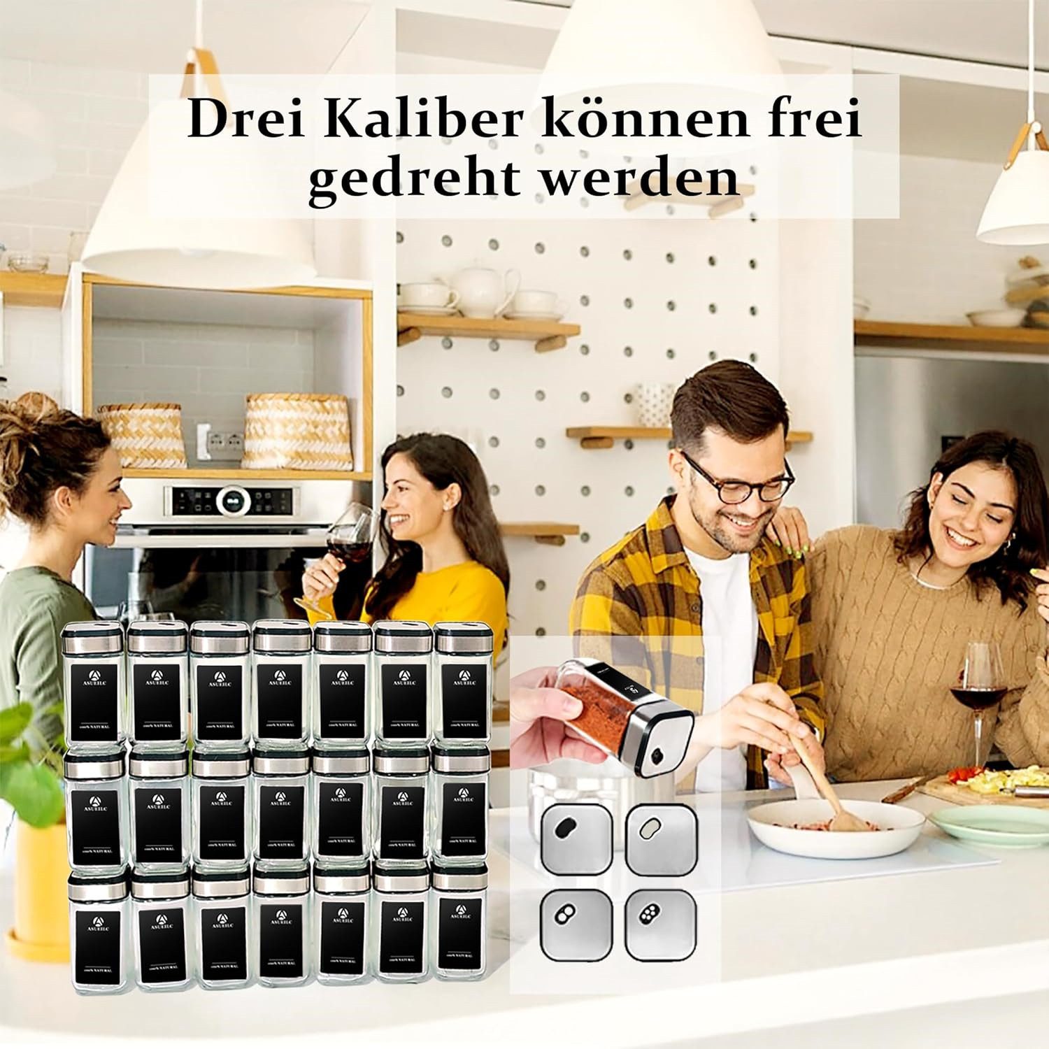 KingLux Gewürzbehälter 35Stk.Glas Gewürzdosen 120ml,Gewürzgläser Eckig günstig online kaufen