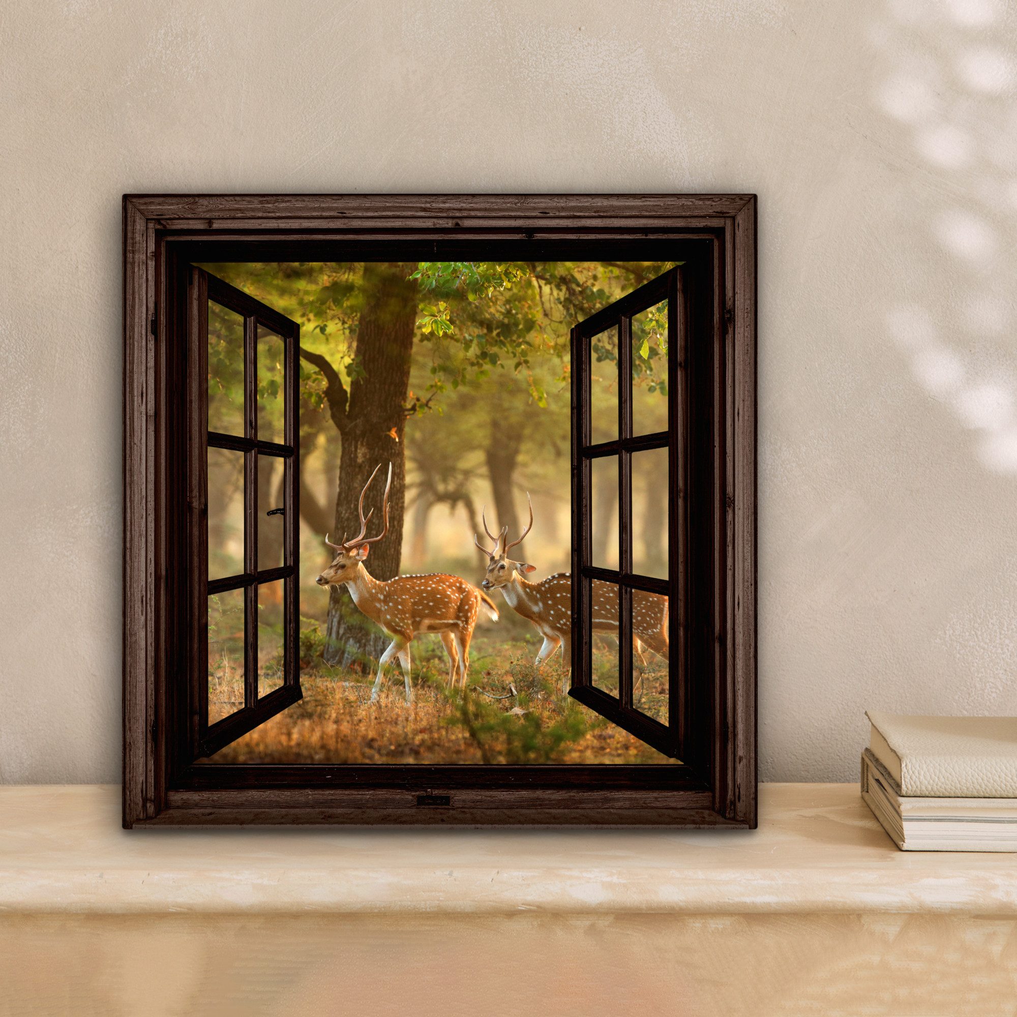 OneMillionCanvasses® Leinwandbild Hirsche - Wald - günstig online kaufen