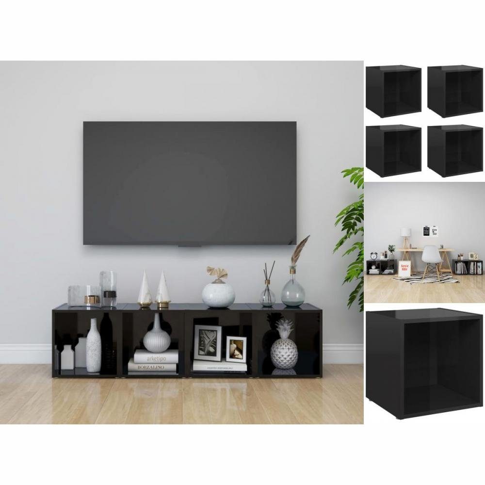 Lo TV-Schränke 37x35x37 Lowboard vidaXL cm Hochglanz-Schwarz Stk 4 TV-Schrank Spanplatte