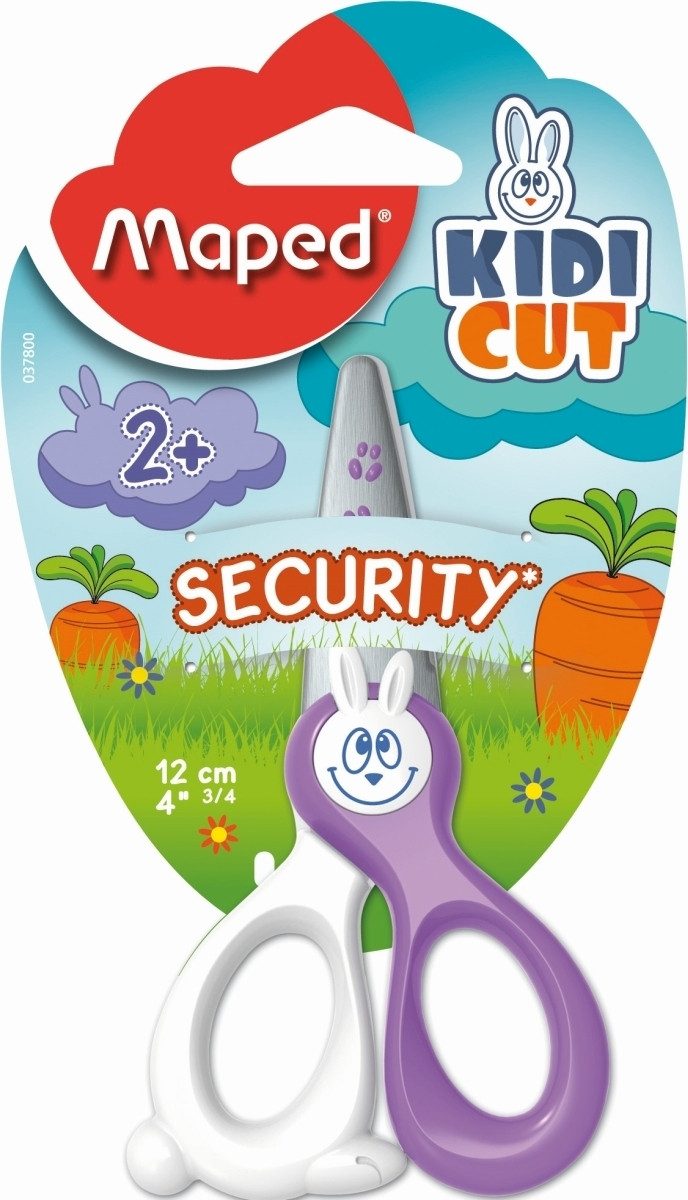 MAPED Papierscheren Schere KidiCut 12 cm glasfaserverstärkte Klinge farbig sortiert in Bli