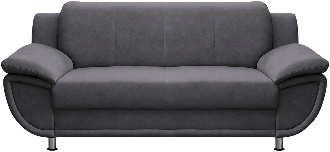 TRENDMANUFAKTUR 2-Sitzer Rondo, Breite 178 cm, breite Armlehnen, Füße chromfarben, Couch wahlweise mit Federkern und in verschiedenen Bezügen bestellbar