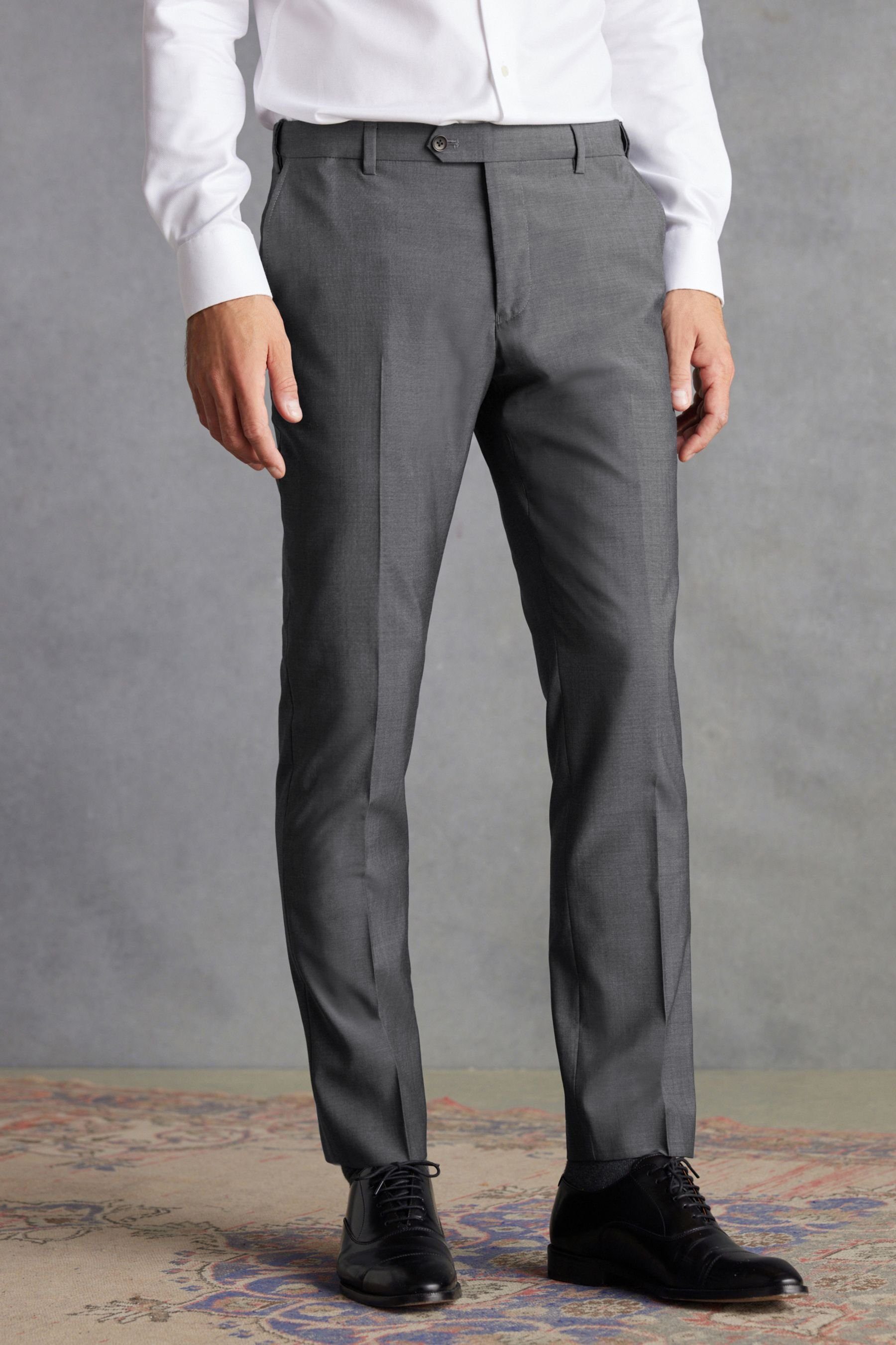 Charcoal Hose Fit Anzughose Grey (1-tlg) Next Signature Stoffanzug: Tollegno Slim