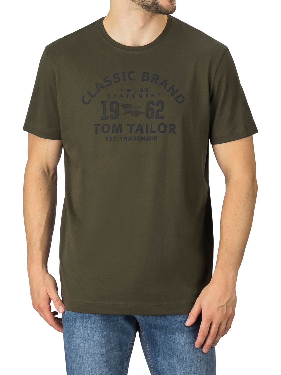 TOM TAILOR T-Shirt Herren Printshirt Regular Fit (Vorteilspack, 4-tlg) Kurzarm Tee Shirt mit Rundhalsausschnitt aus 100% Baumwolle