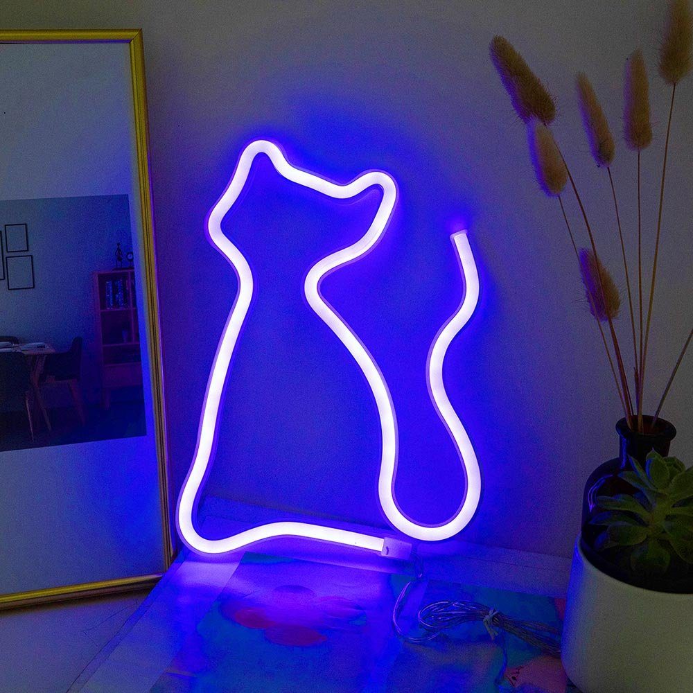 Rosnek LED Dekolicht Lippen Katzen Regenbogen Herz, für Wanddekoration Shop Schlafzimmer, 2835 SMD LED, Multicolor, LED Neon Sign Light, Bar Party Weihnachtsdekoration