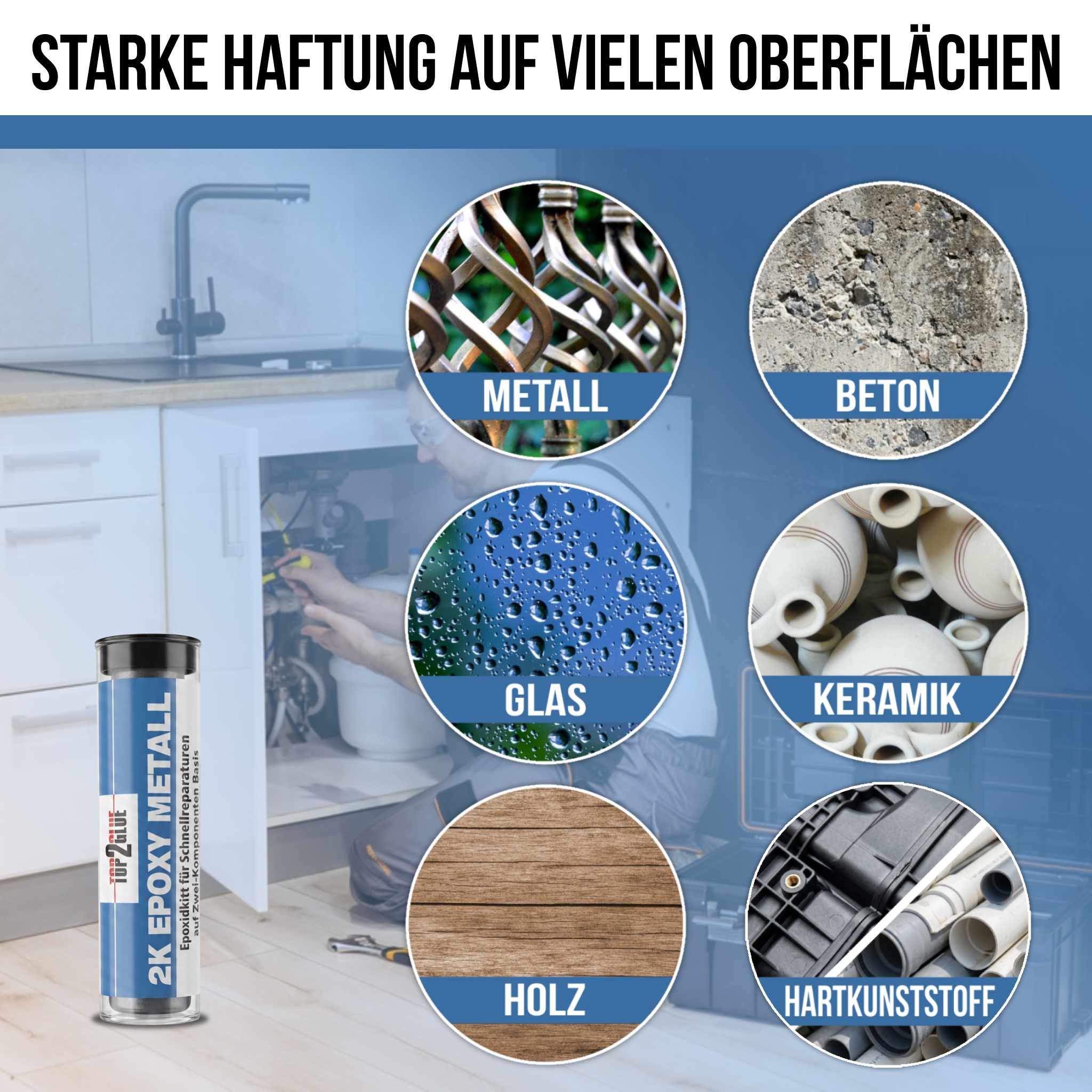 Top2Glue 2-Komponentenkleber Top2Glue 2K Epoxidkitt für Schnellreparaturen Kaltmetall Epoxy Kleber – Bild 4 von 5