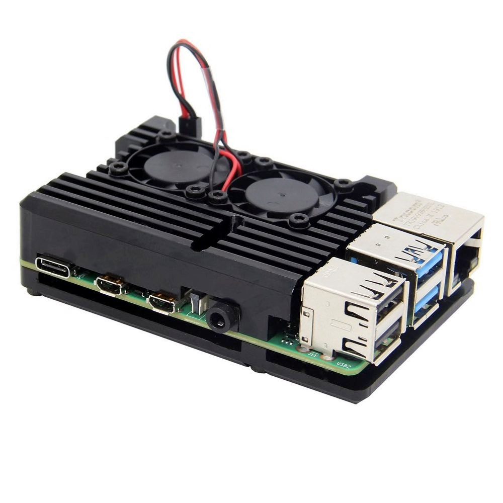 PC-Gehäuse Armor Gehäuse mit Lüfter für Raspberry Pi 4, schwarz