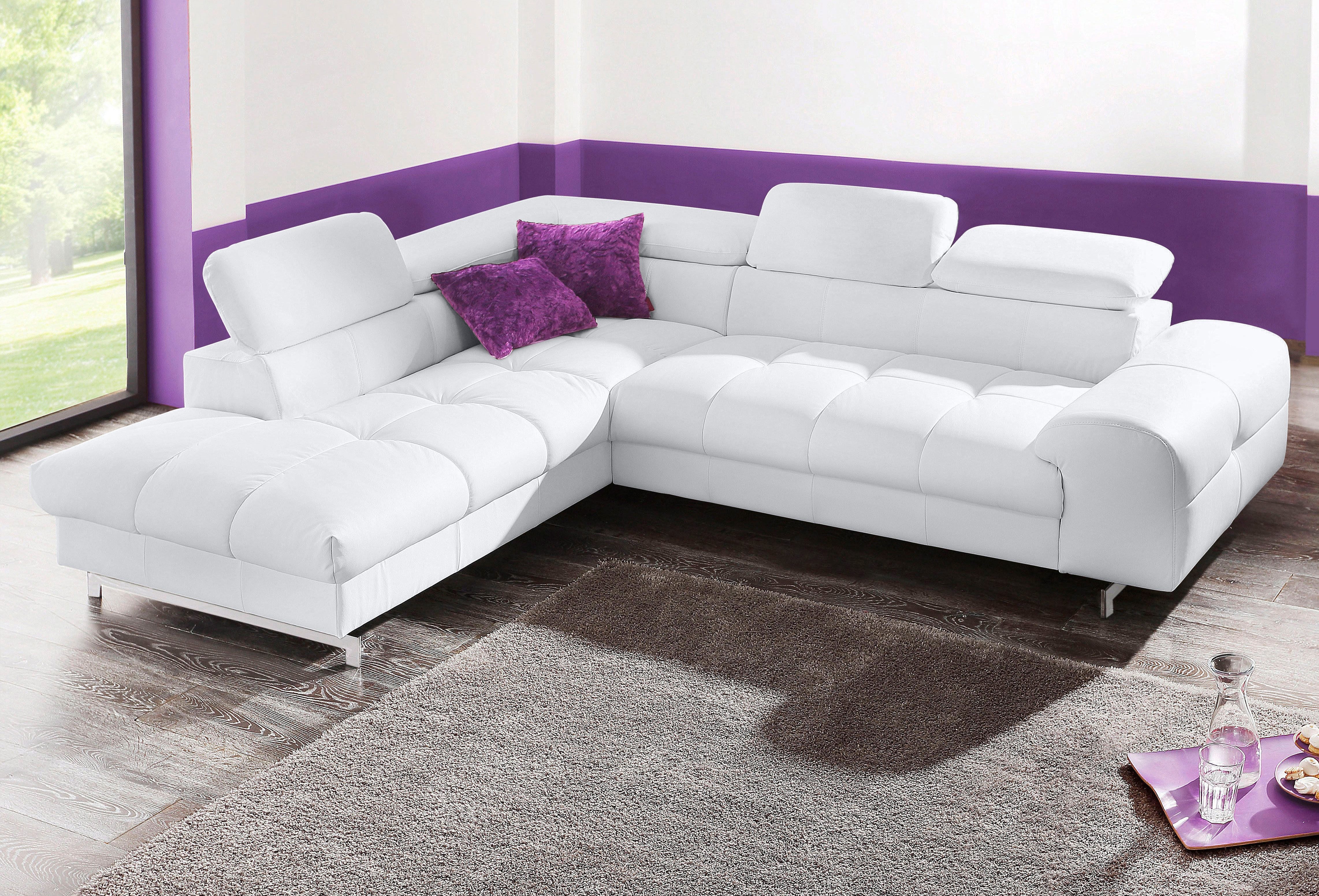 COTTA Ecksofa Chef L-Form, mit Kopfteilverstellung, edle Metallkufen, optional Schlaffunktion