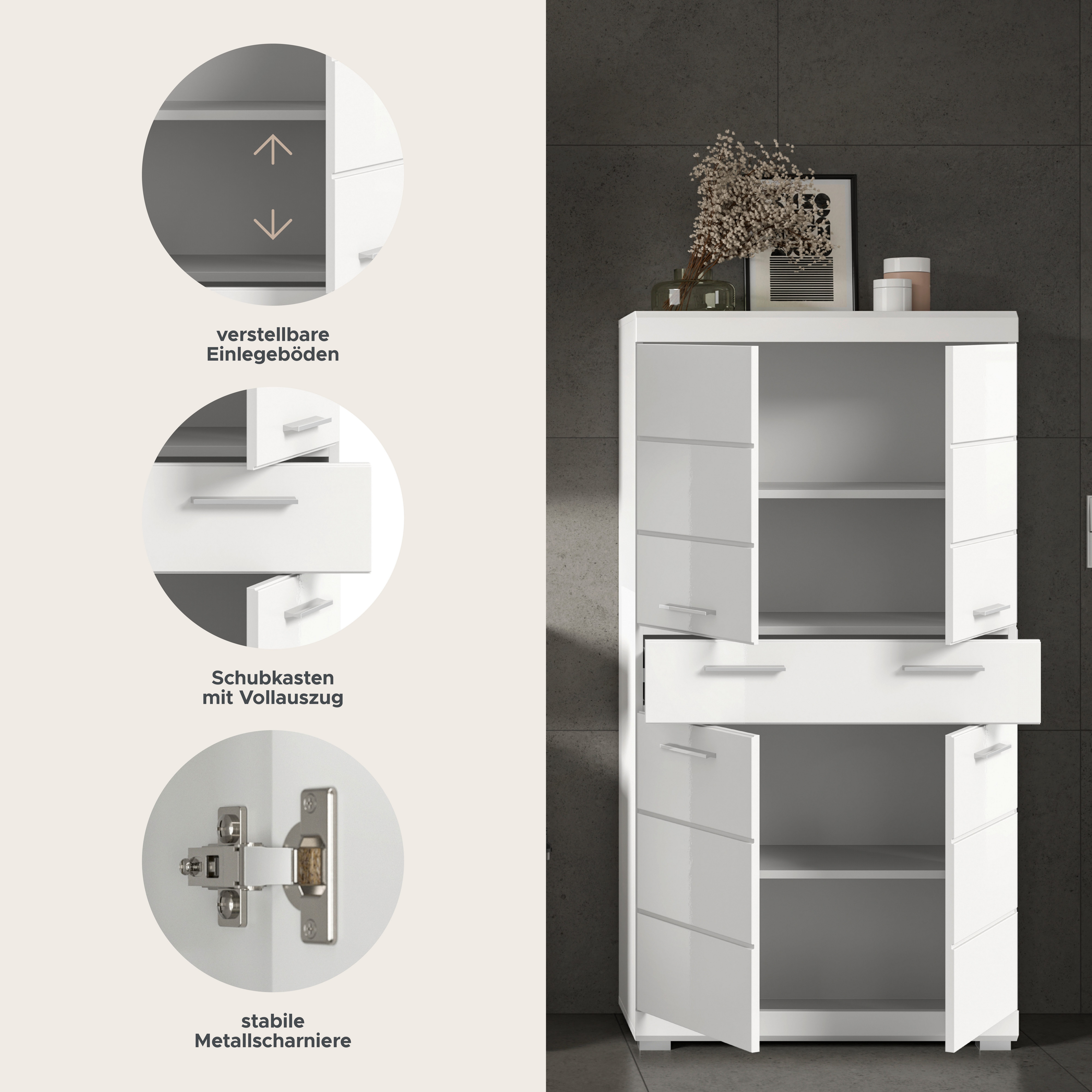 furnling Midischrank Scott 1 Schublade, 4 günstig online kaufen
