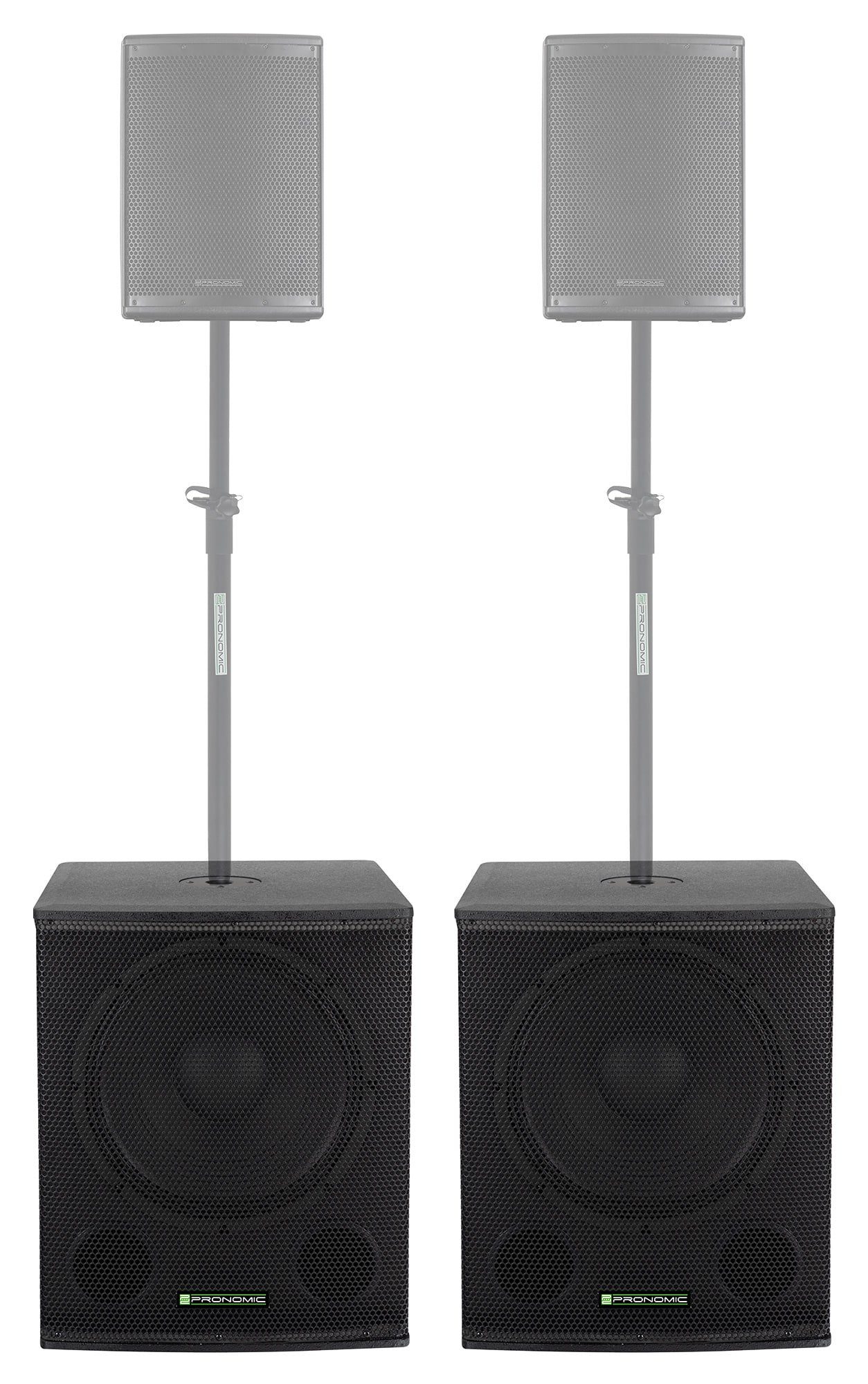 Bassreflex Paar mit - Subwoofer W, 18" SUB SPL: - Speaker Pronomic 128 (350 35mm-Flansch) Subwoofer dB 2x max. SA-18 Aktiv