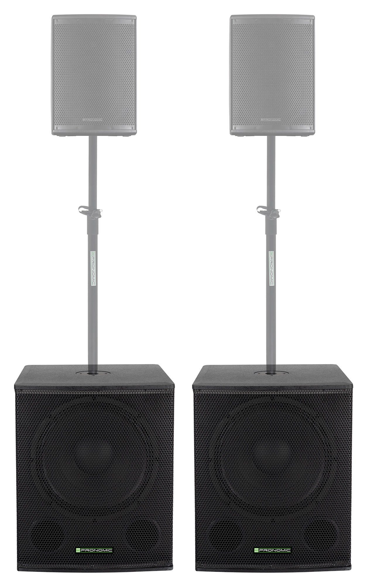 Pronomic Paar SA-18 SUB Aktiv Subwoofer - 2x 18" Speaker mit Bassreflex Subwoofer (350 W, max. SPL: 128 dB - 35mm-Flansch)