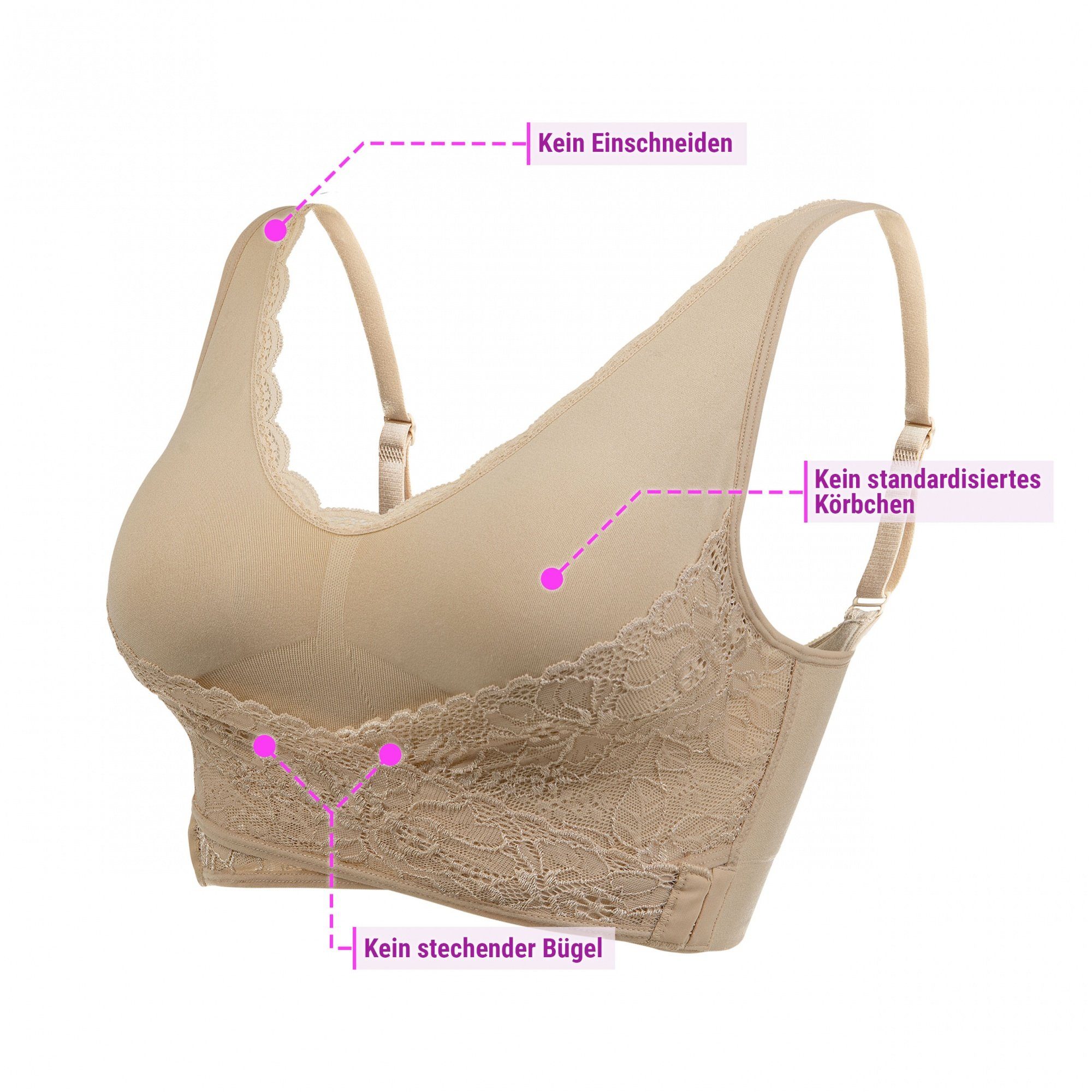 Doppelter Frontverschluss BH - Nahtloser Bügelloser Sport-BH Mit V-Ausschnitt