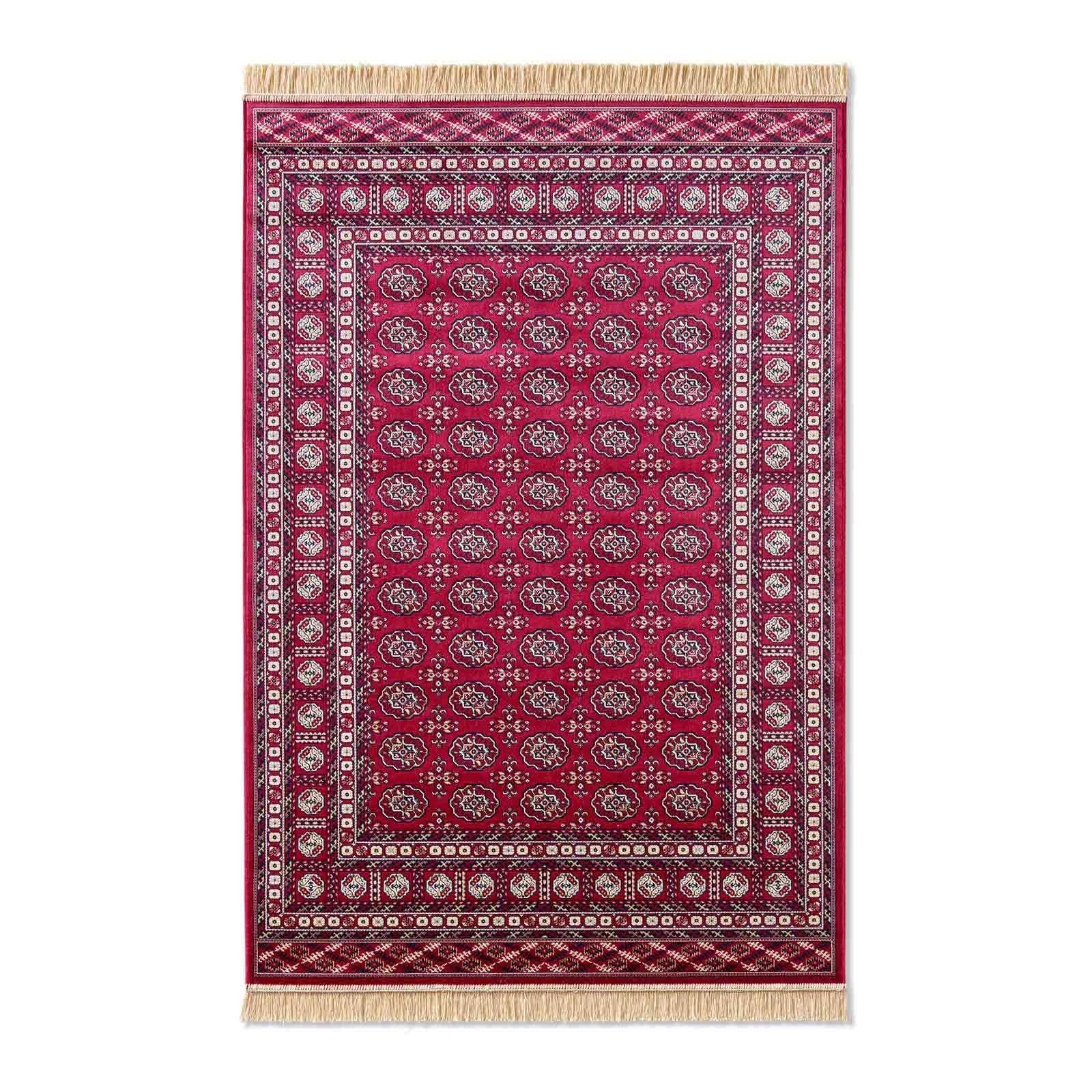 TaCa Home Teppich Vintage Designer Kurzflor, rechteckig, Höhe: 6 mm, Schlafzimmer Kinderzimmer Wohnzimmer Esszimmer Flur, rot - 67 x 105 cm