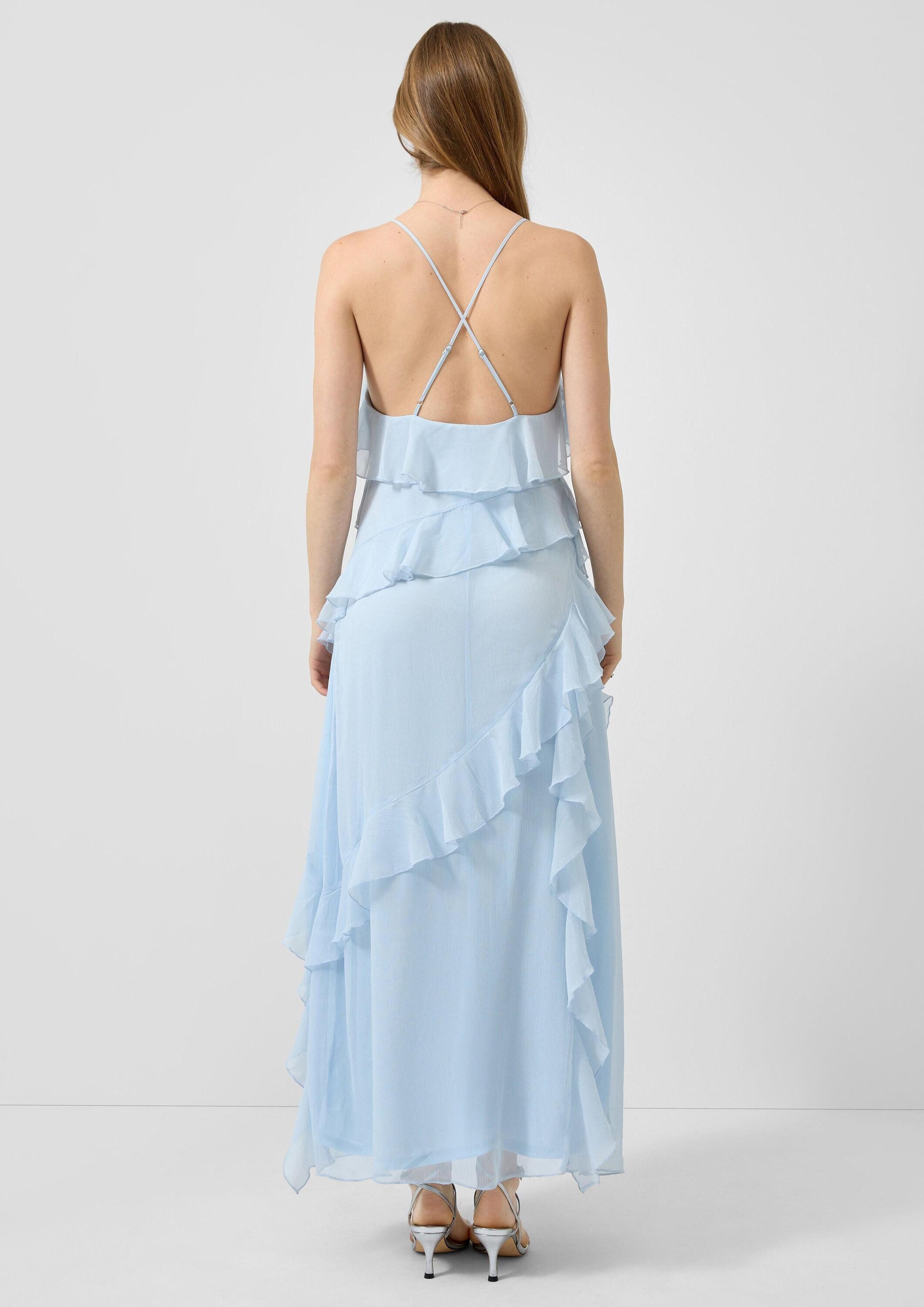 QS Maxikleid Kleid Langes Chiffonkleid mit Volants
