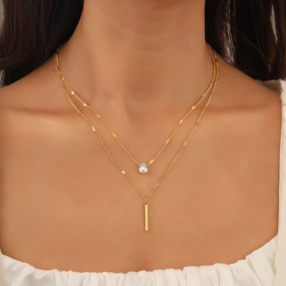 Blusmart Anhänger Frauen Mehrschichtige Halskette Einfache golden Unregelmäßige Anhänger Form, stars