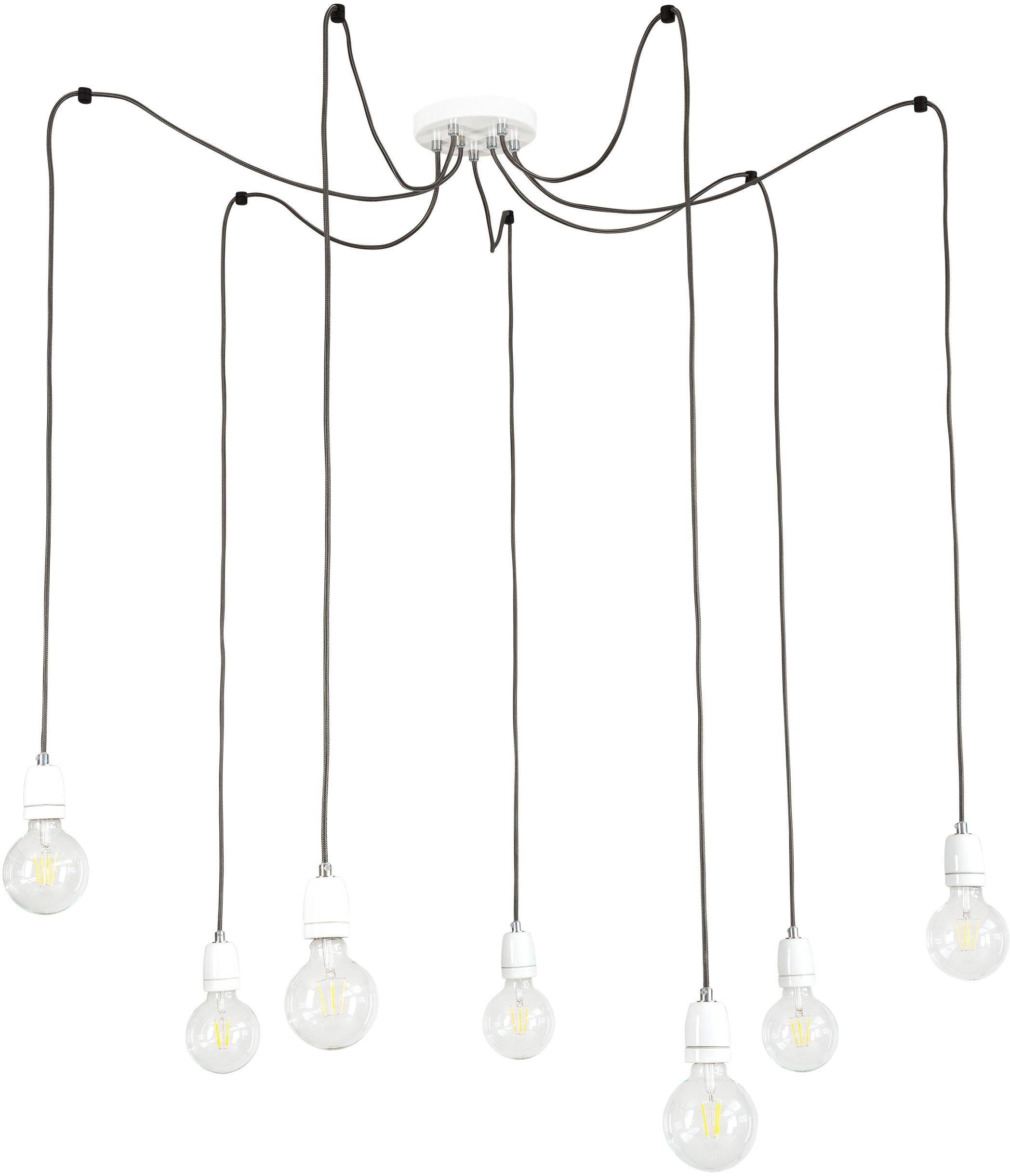 BRITOP LIGHTING Pendelleuchte PORCIA SPIDER, ohne Leuchtmittel, Hängeleuchte, Retro-Design mit Porzellan, Textilkabel in Anthrazit