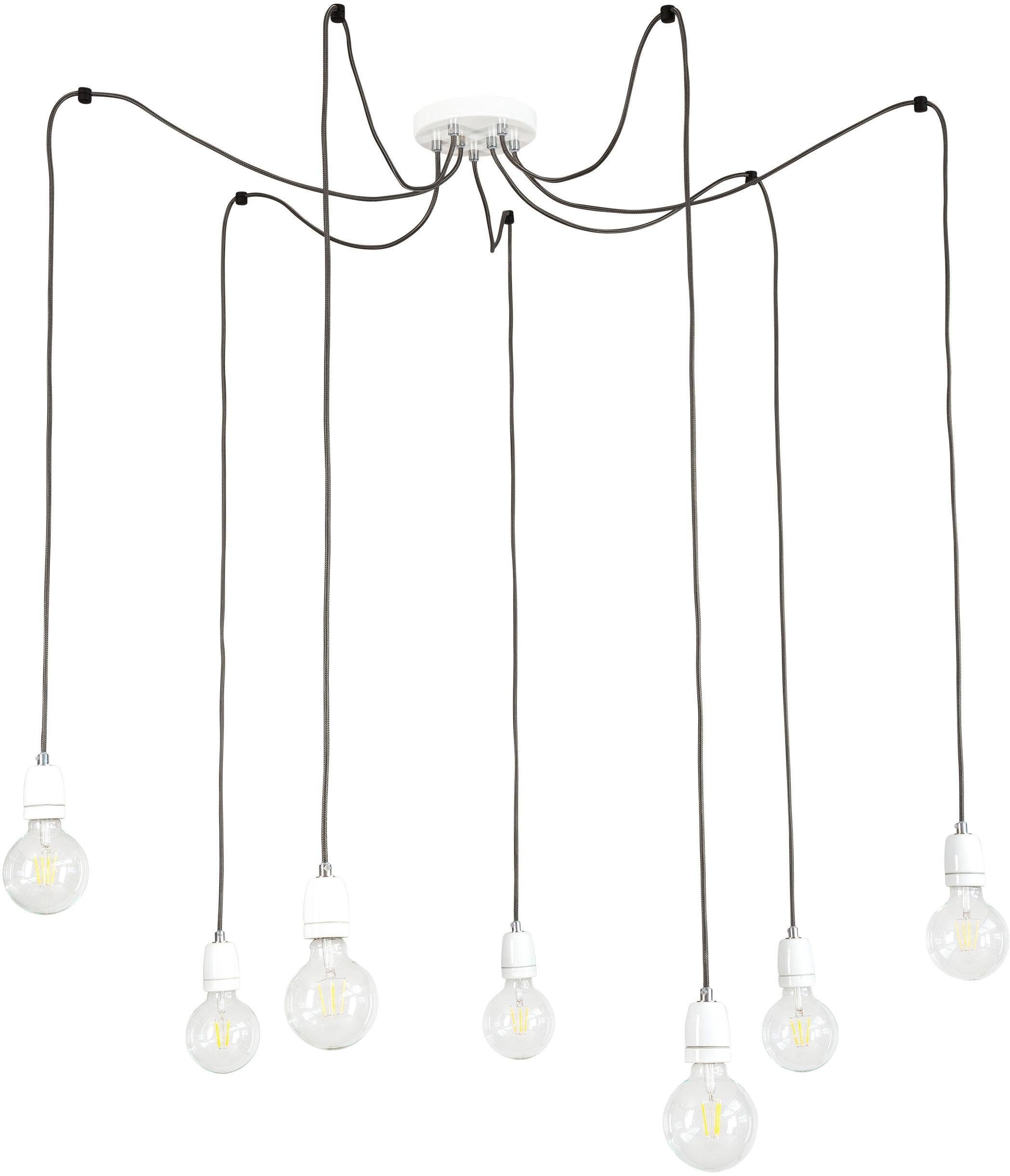 BRITOP LIGHTING Pendelleuchte mit SPIDER, Porzellan, ohne PORCIA Retro-Design Textilkabel in Leuchtmittel, Hängeleuchte, Anthrazit