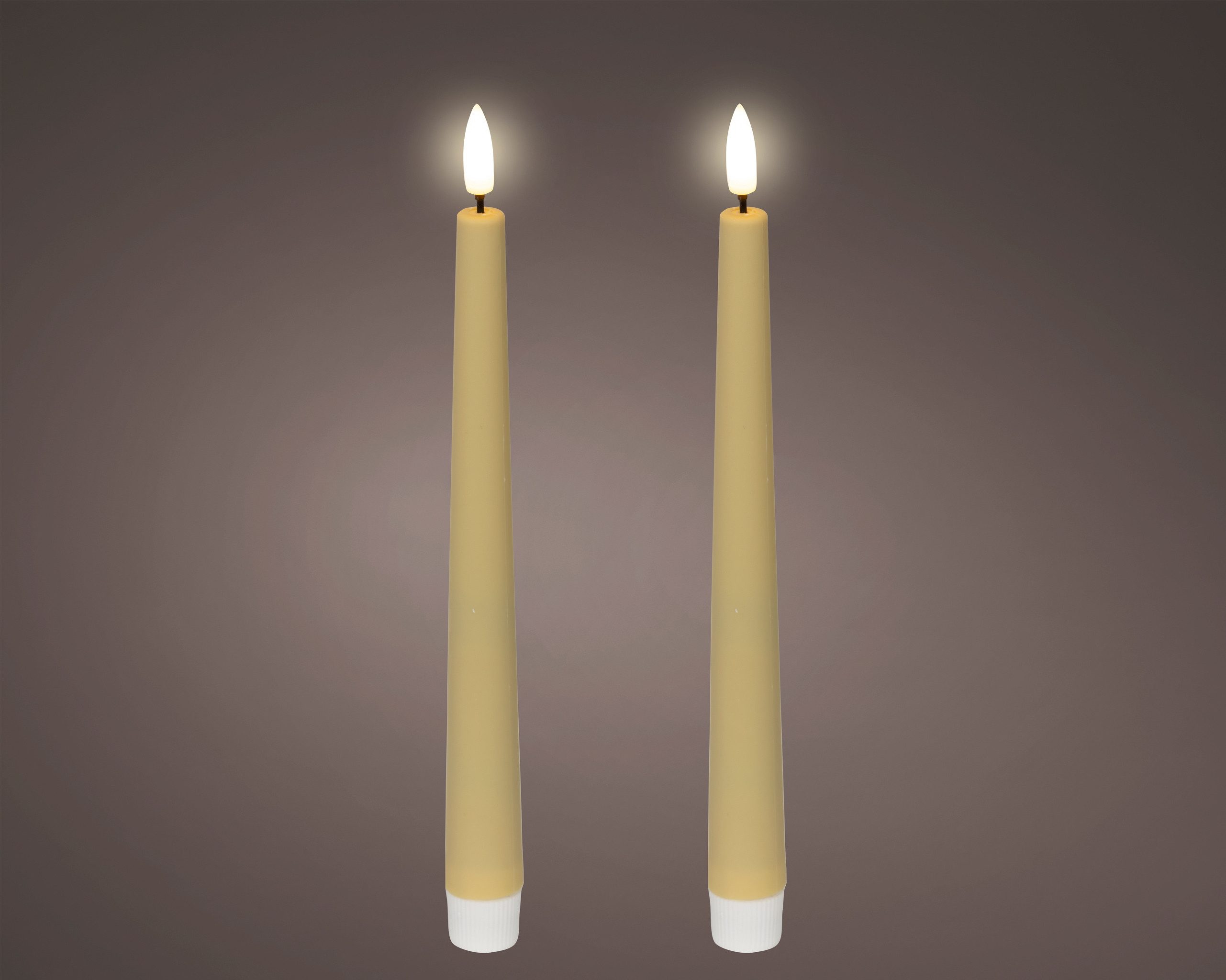 Lumineo LED-Kerze, Timer, warmweiß, LED Kerzen 25,5cm mit Timer Outdoor Kunststoff 2 Stk. Creme / Warmweiß